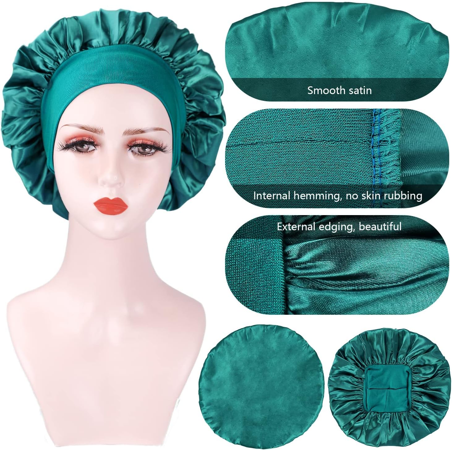 Bonnet cheveux nuit femme - lot de 2 - satin soie, confortable