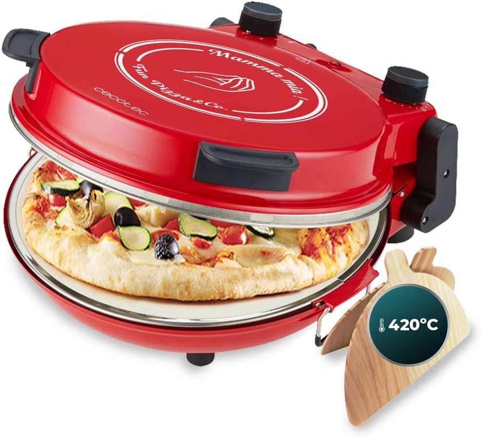 Cecotec - Fun Pizza&Co Mamma Mía - 1200W, 420ºC, pierre, minuteur 15min