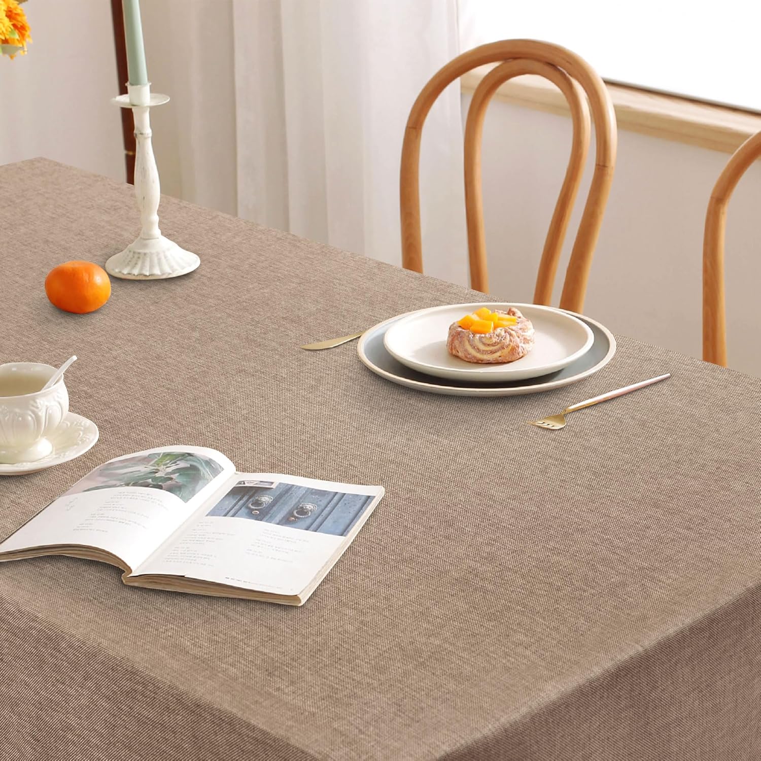 DWCN - Nappe aspect lin 135x160cm - lavable, imperméable, anti-tache