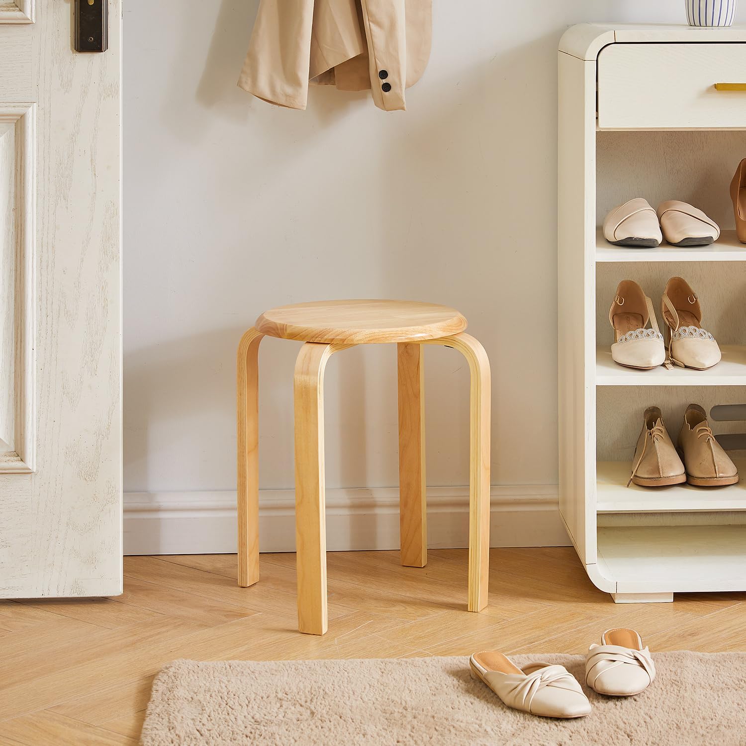 IBUYKE - Chaises salle à manger empilables bois massif, assise lisse, 4 pièces - RF-752-4