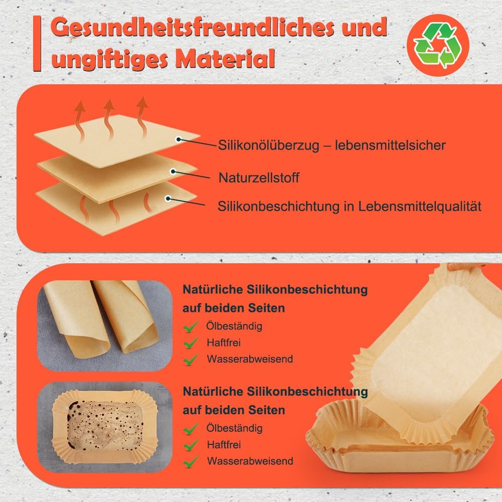 BYKITCHEN - Air Fryer papier cuisson - 220 pièces, compatible Ninja, XL Double Zone, 9.5L, SL400EU