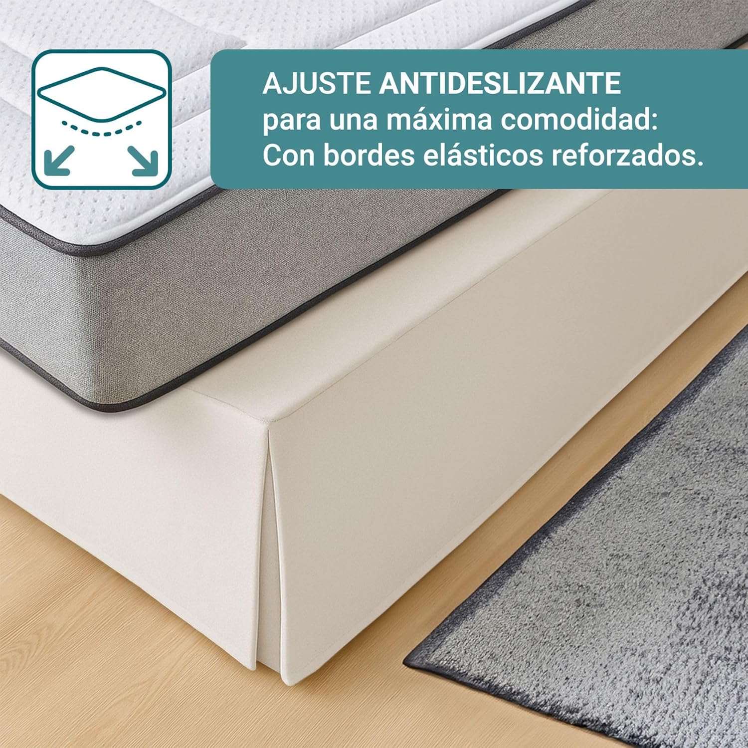 Drap-housse - ivoire 90x190/200 cm - antidérapant et respirant