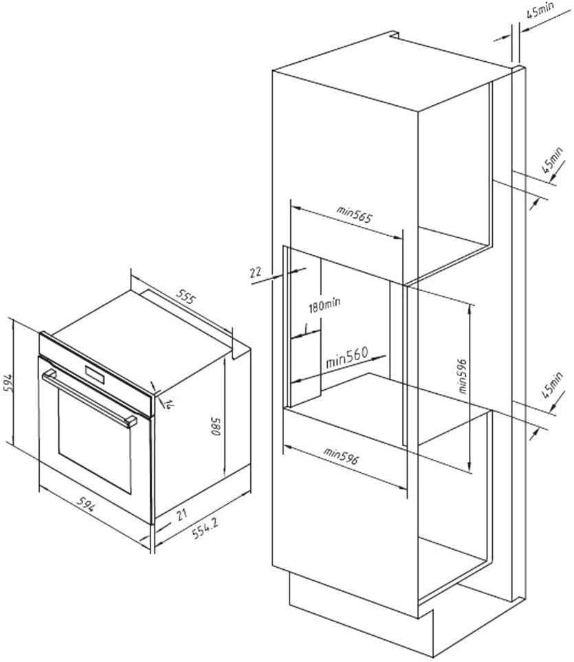 Cecotec - Bolero Hexa série 60 cm - four multifonction 81L Airfryer, 11 fonctions, 3400W, AF316000