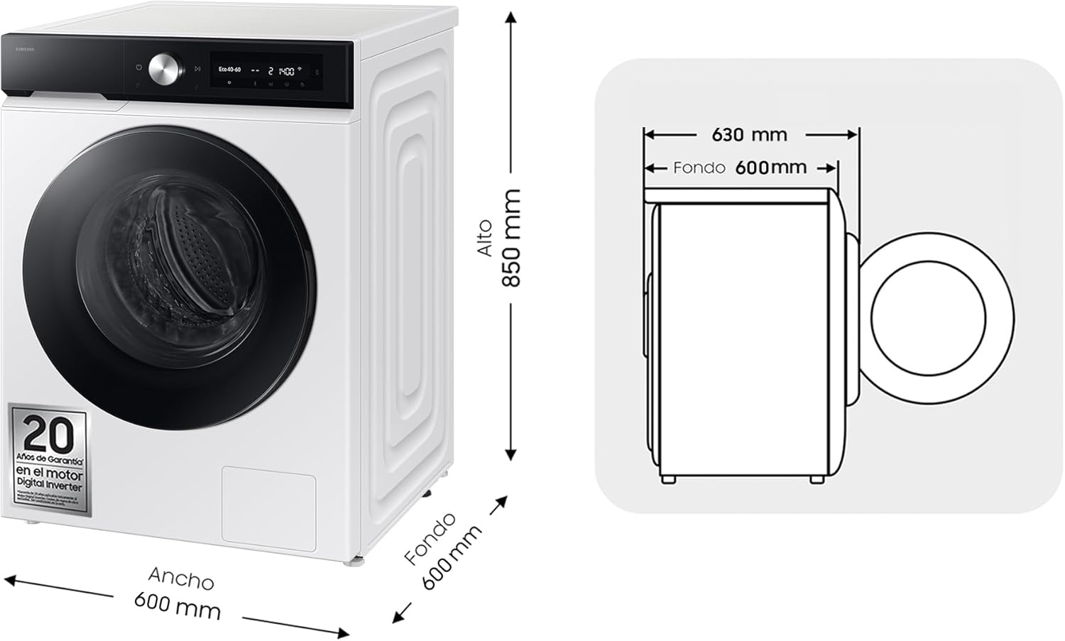 Samsung - Série WW - 11 kg, 1400 tr/min, blanc, WW11DB7B94GEU3