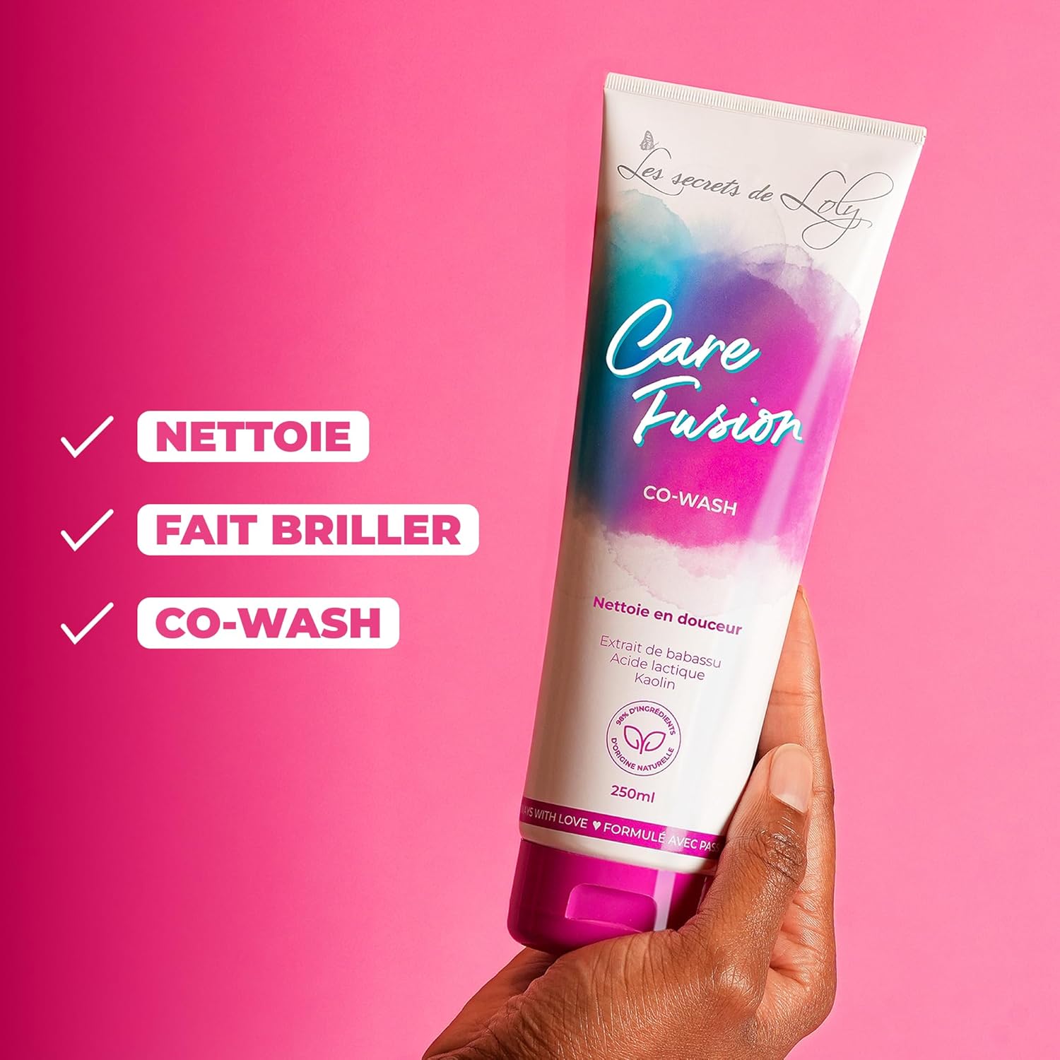 Les Secrets de Loly - Care Fusion - 250ml - co-wash sans sulfate, 98% naturel, cheveux multi-texturés