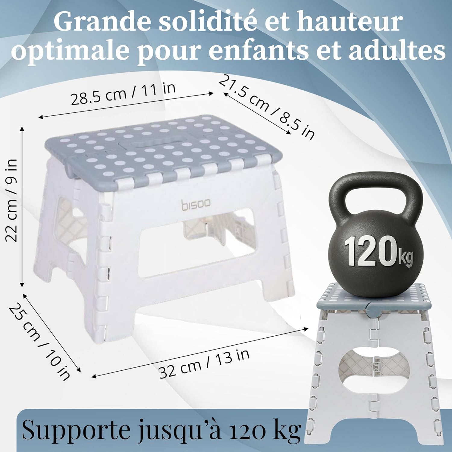 Bisoo - Tabouret pliant 22 cm - plastique robuste, enfant, portable