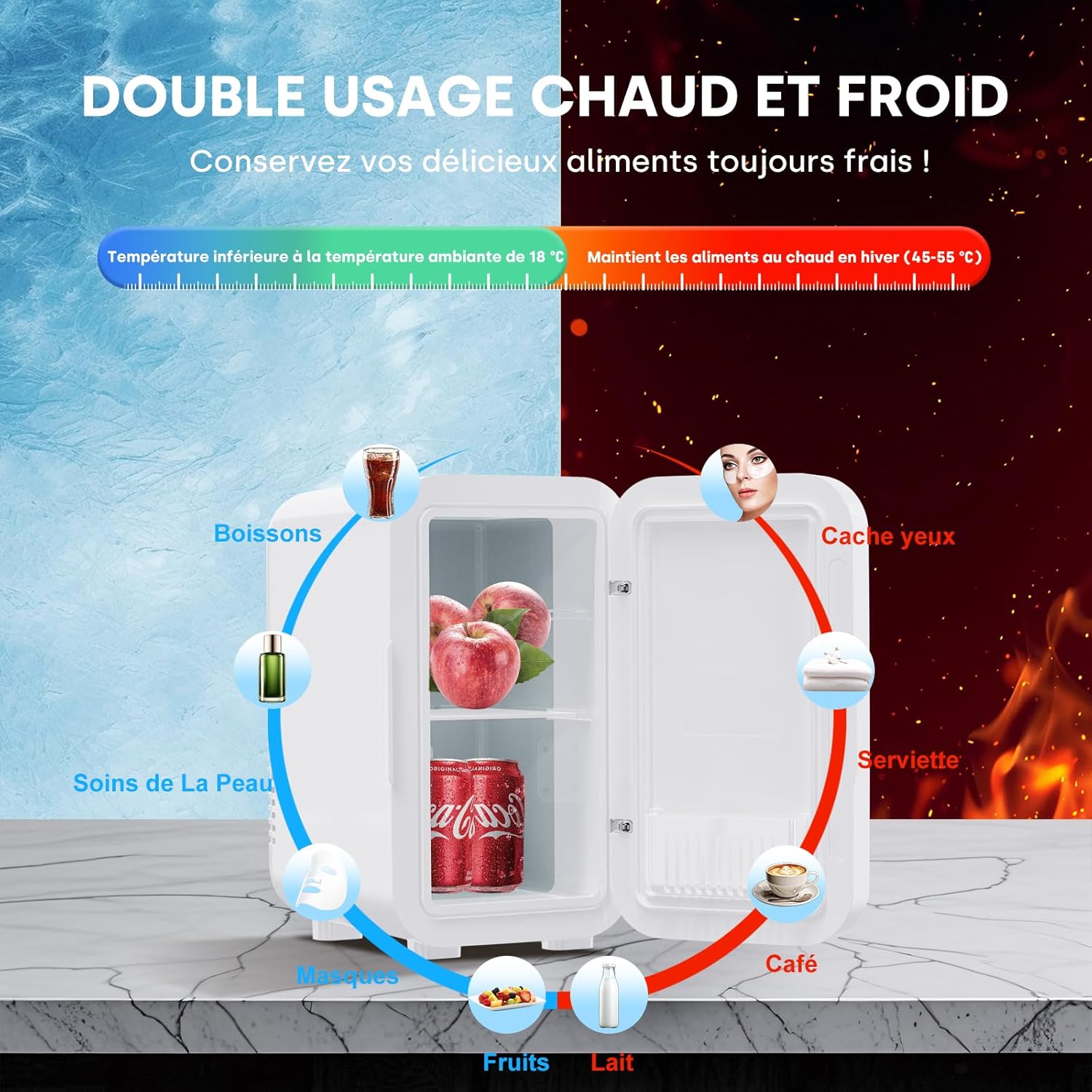 Enventor - Mini Frigo série compacte - 6L - AC/12V, chaud/froid, portable