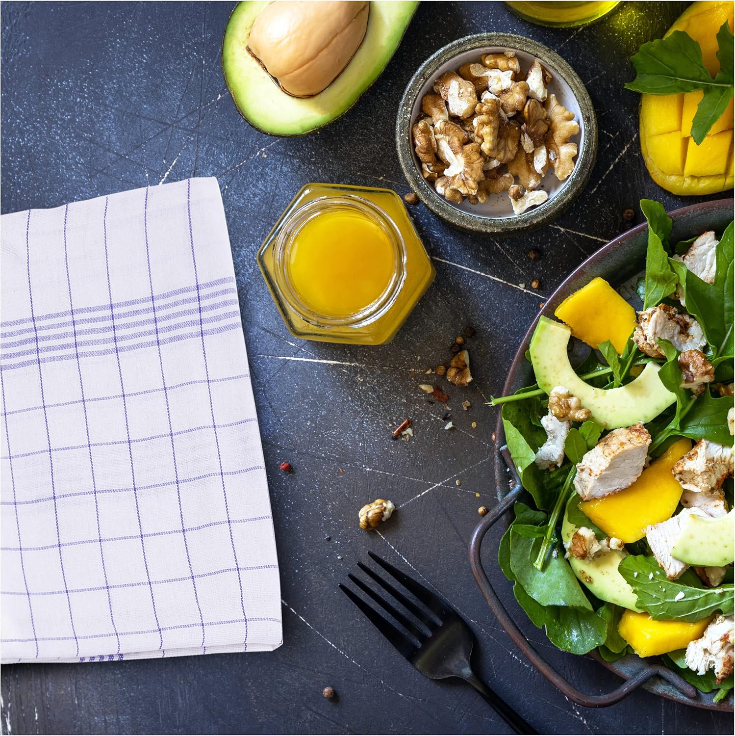 Amago - torchons lot de 10 - 50x70 cm - bleu absorbant