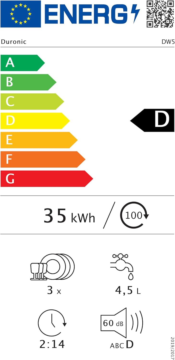Duronic - DW5 BK - compact 55x50x43cm - 7 programmes, séchage performant