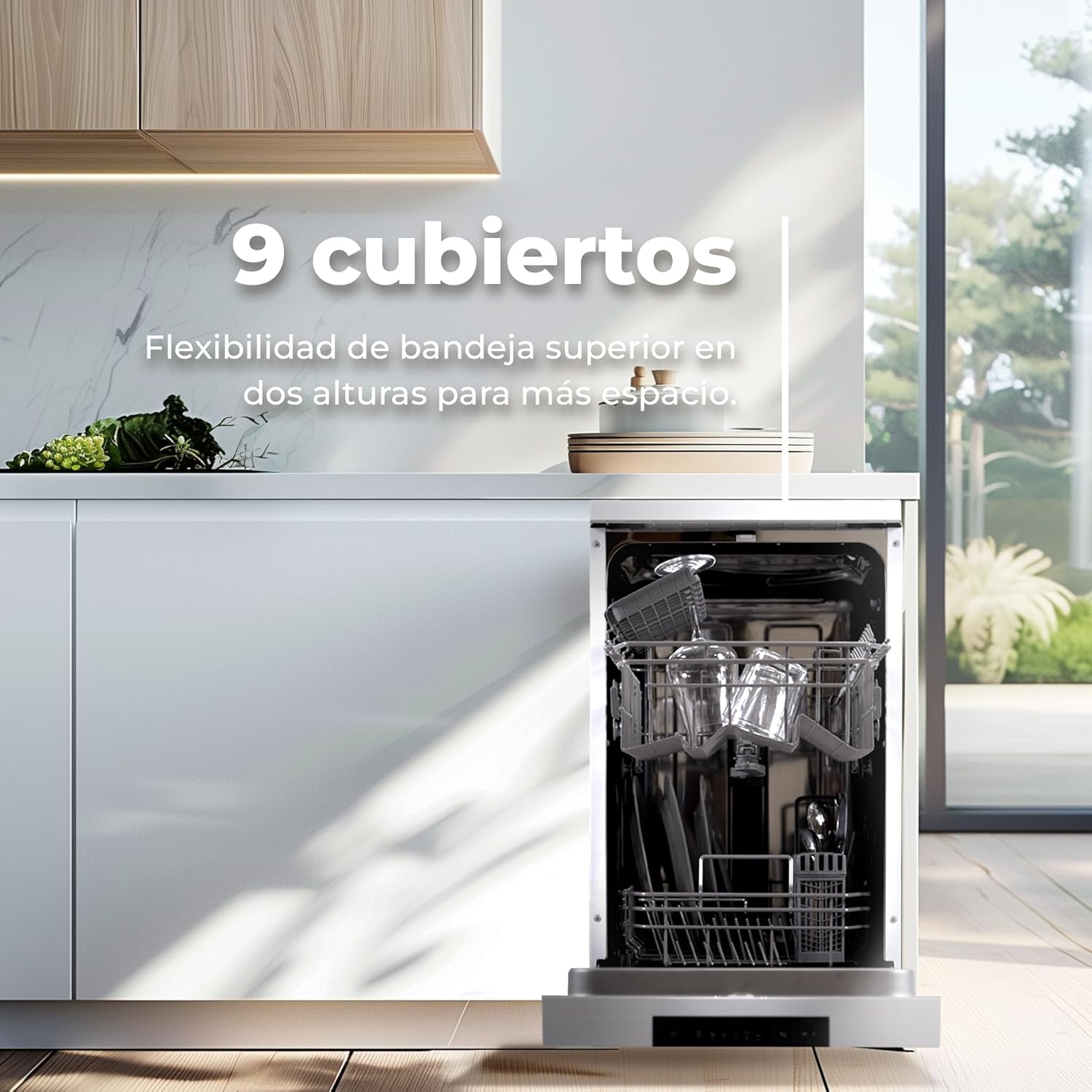 EVVO - lave-vaisselle D1 Slim - 45 cm - 9 couverts, 5 programmes, plateau réglable, inox