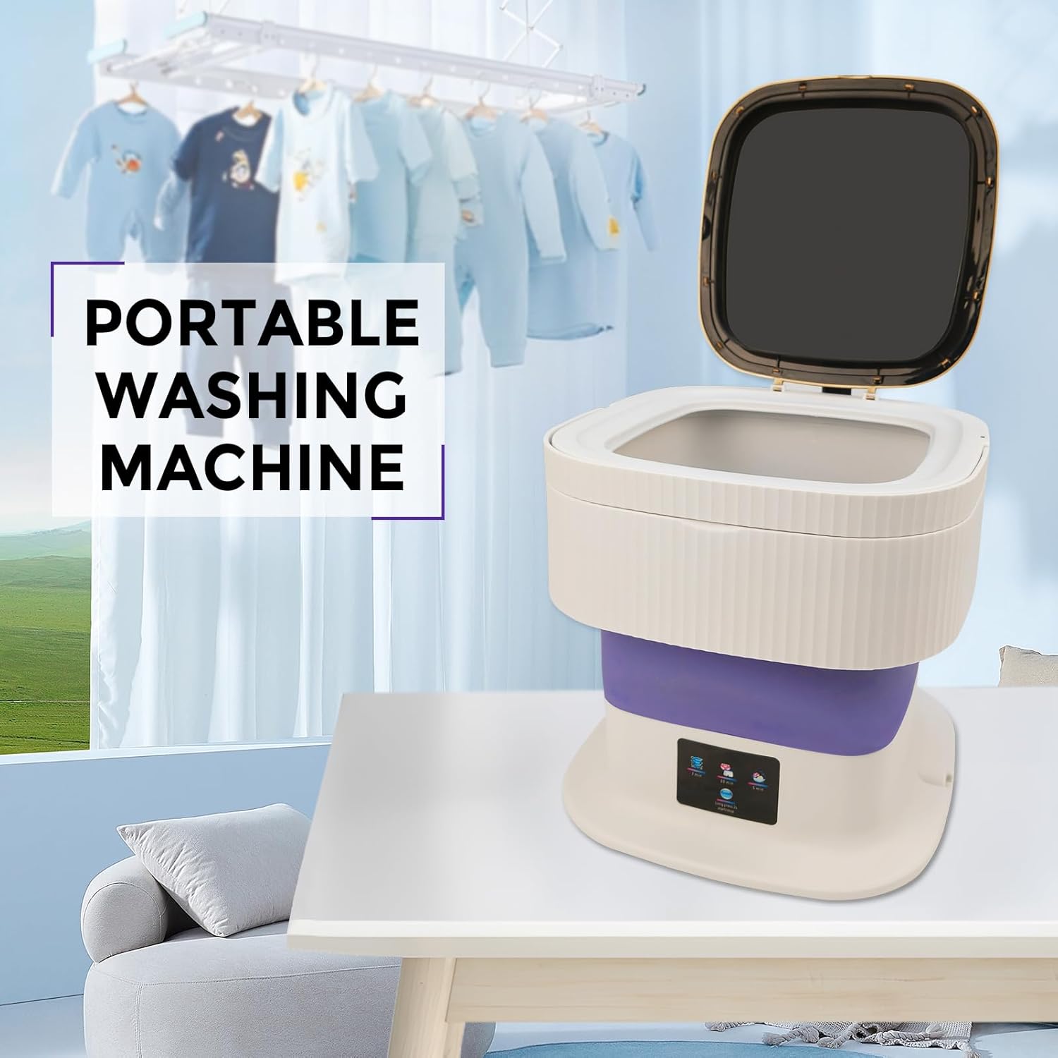 Mini machine à laver portable - 15L - essoreuse, nettoyage en profondeur, idéale camping et voyages