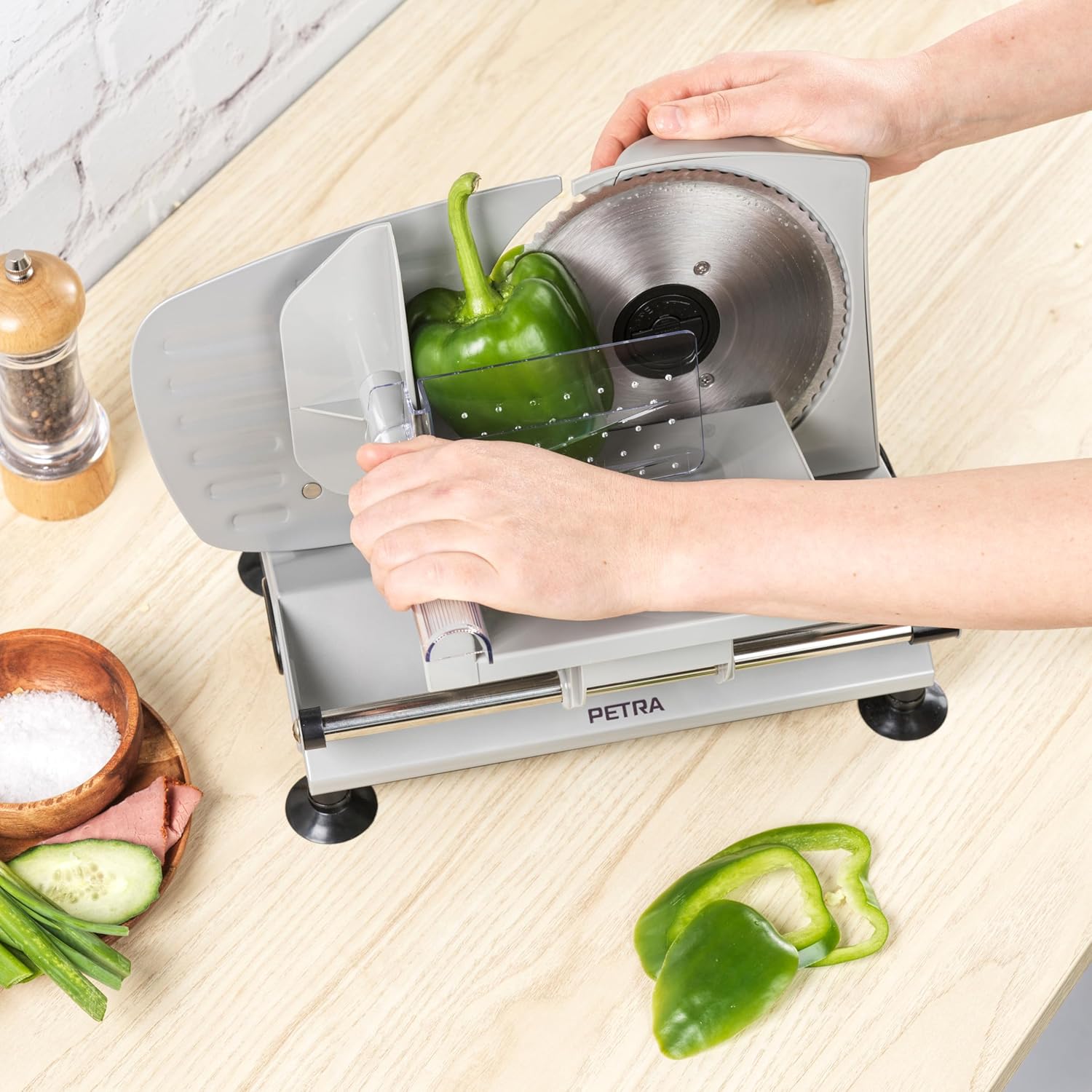 Petra - trancheuse électrique - 170mm, 1-15mm réglable, 3 lames inox