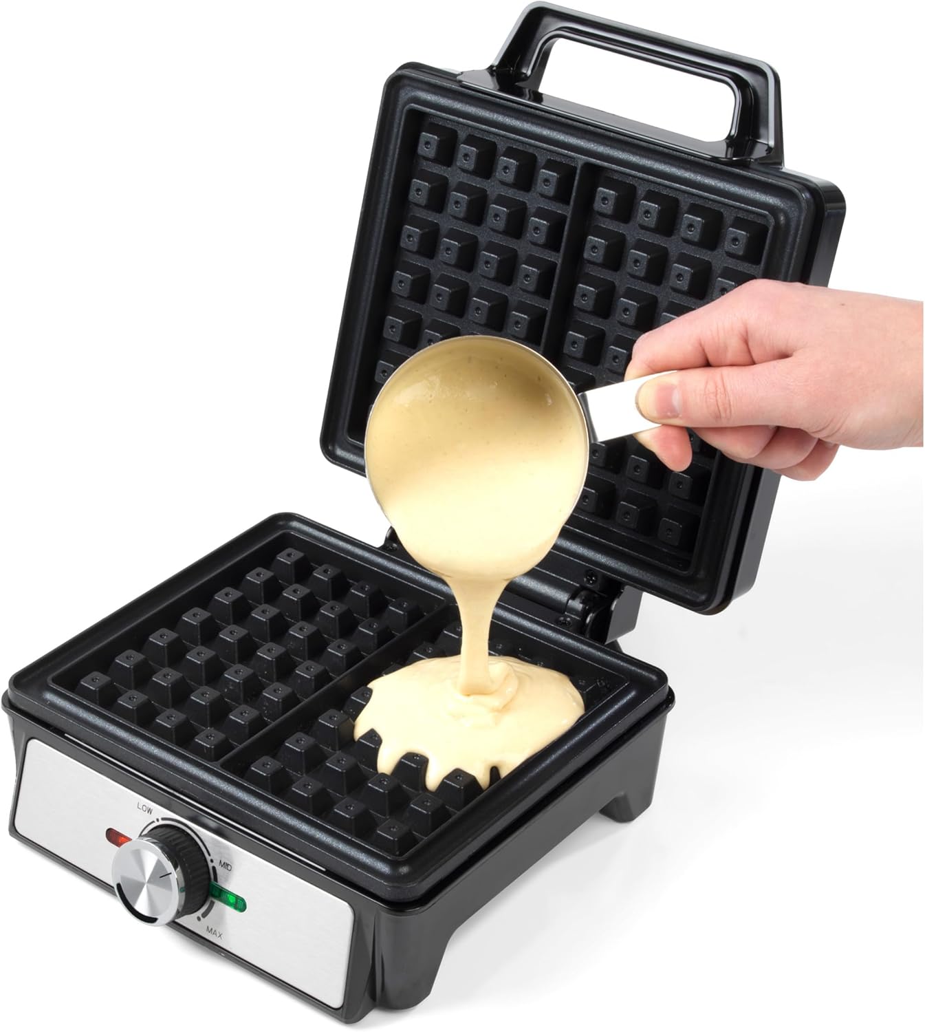 Salter - Waffle Maker Machine - plaques antiadhésives, contrôle température, poignée froide, UK plug, gaufres belges & a