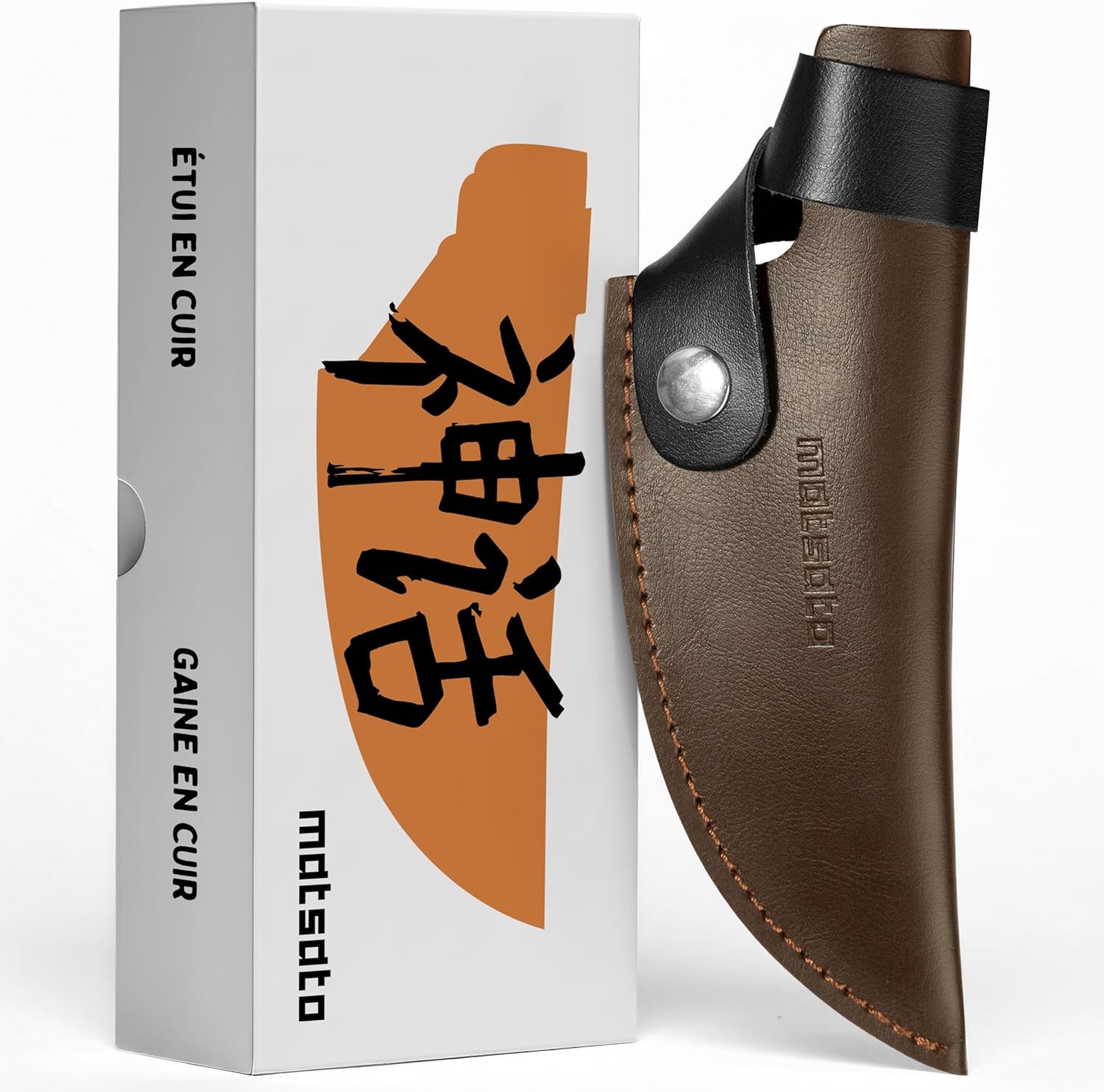 Matsato - Étui couteau cuir véritable - 15,7 cm - protection lame