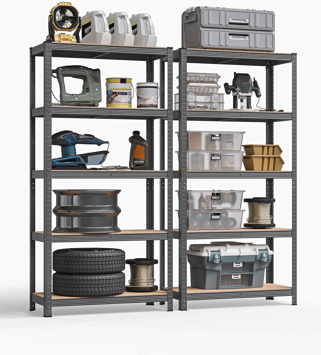 SONGMICS - étagère industrielle lot de 2, 5 niveaux, 875 kg, 40x90x180 cm, GLR040G02