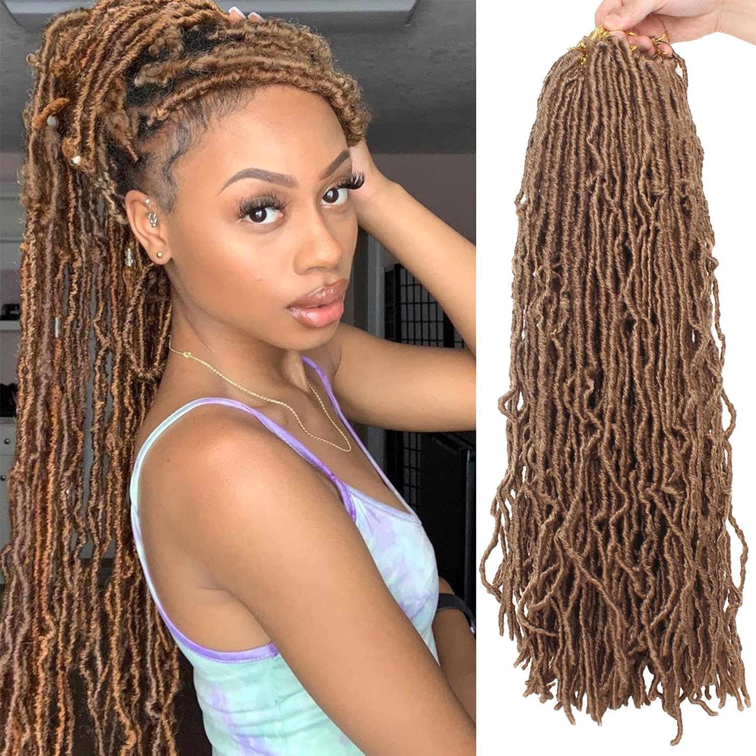 Xtrend - 7 Packs Nu Faux Locs - 18 pouces, 12 brins, teinte 27#