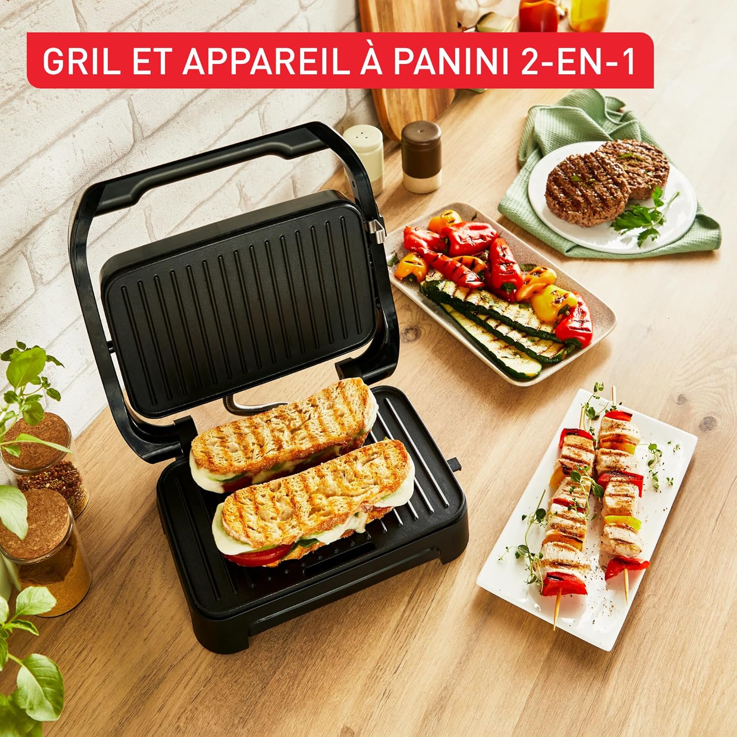 Tefal - Gril Inicio Compact - compact, plaques antiadhésives, nettoyage facile, GC270D10