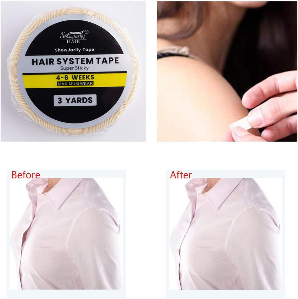 ShowJarlly - ruban adhésif lace extra fort - 1.2cm x 3 yards - transparent, rallonges perruques
