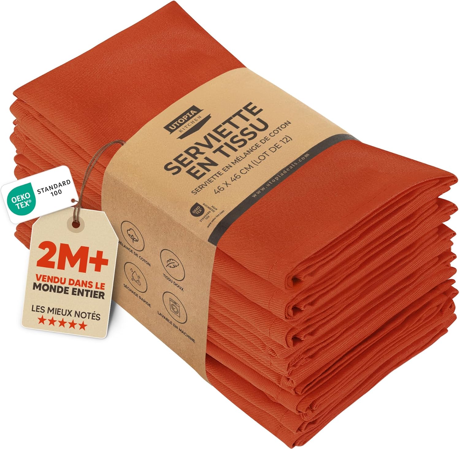 Utopia - serviettes de table - 46x46cm - coton mélangé réutilisable