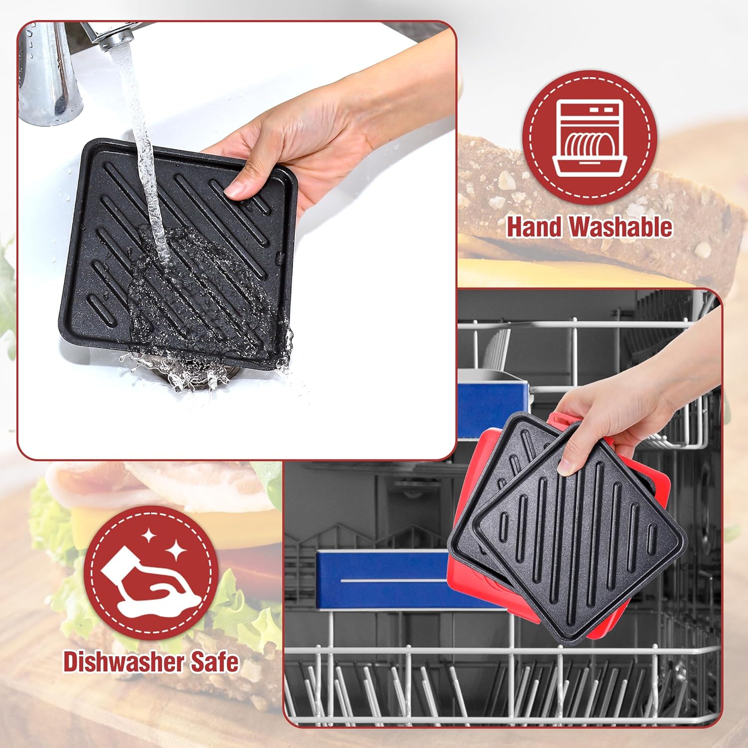 Appareil à croque-monsieur - 16x16 cm - plaques amovibles aluminium, coque silicone, usage micro-ondes