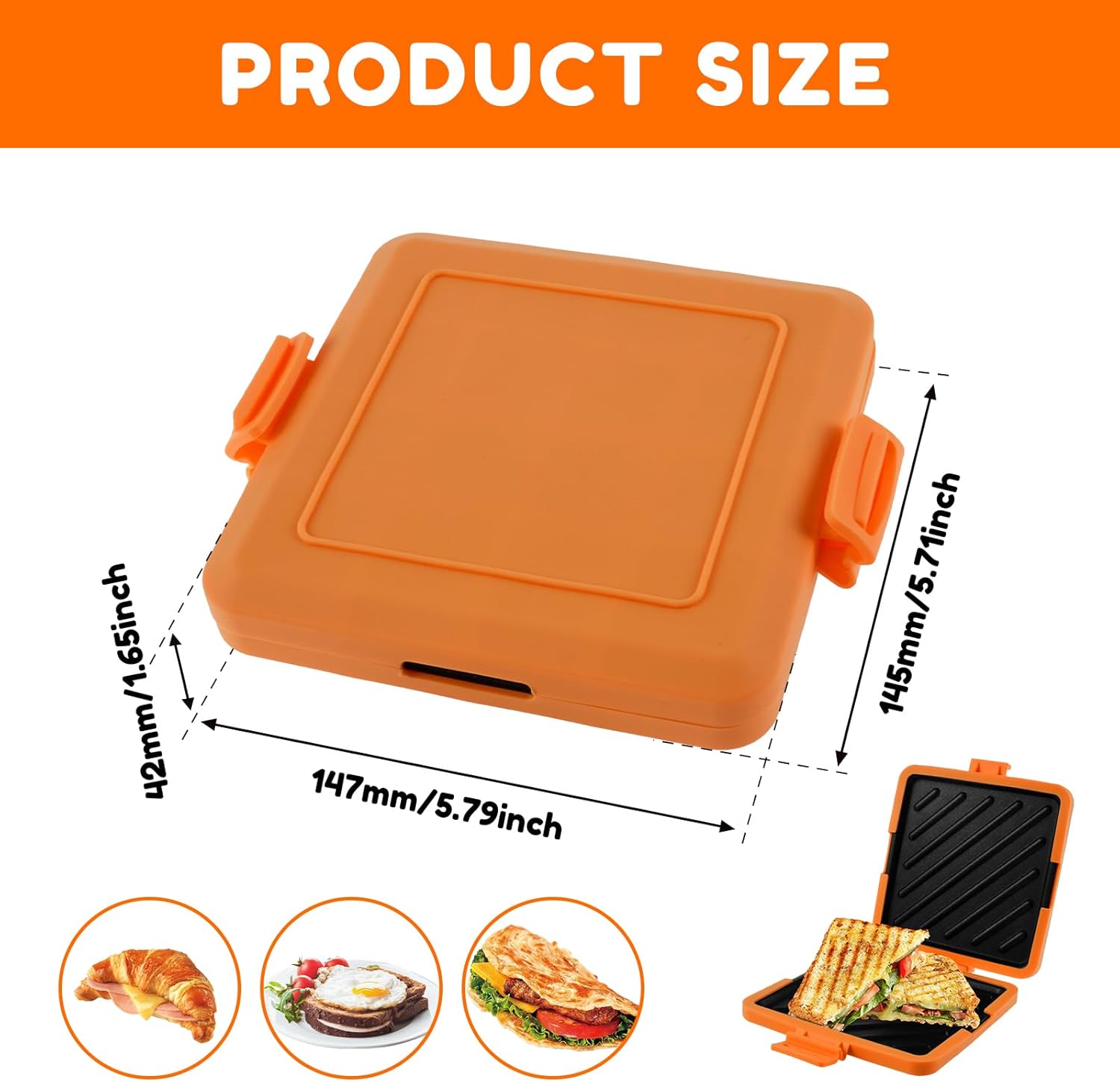 Machine à sandwichs micro-ondes - silicone sans fil, antiadhésive, orange
