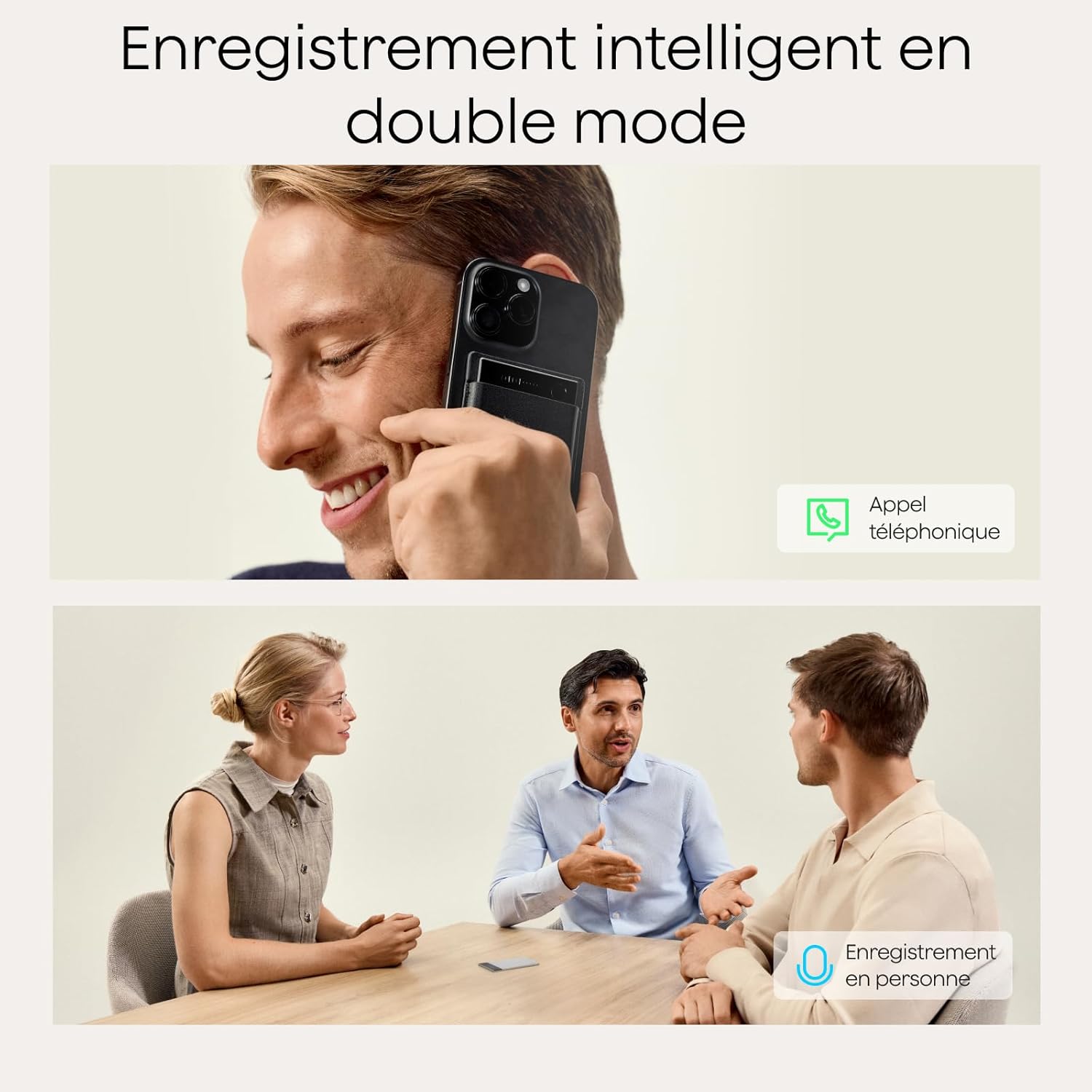 Plaud - Note Pro - dictaphone IA, 50h, transcription, résumé, étui