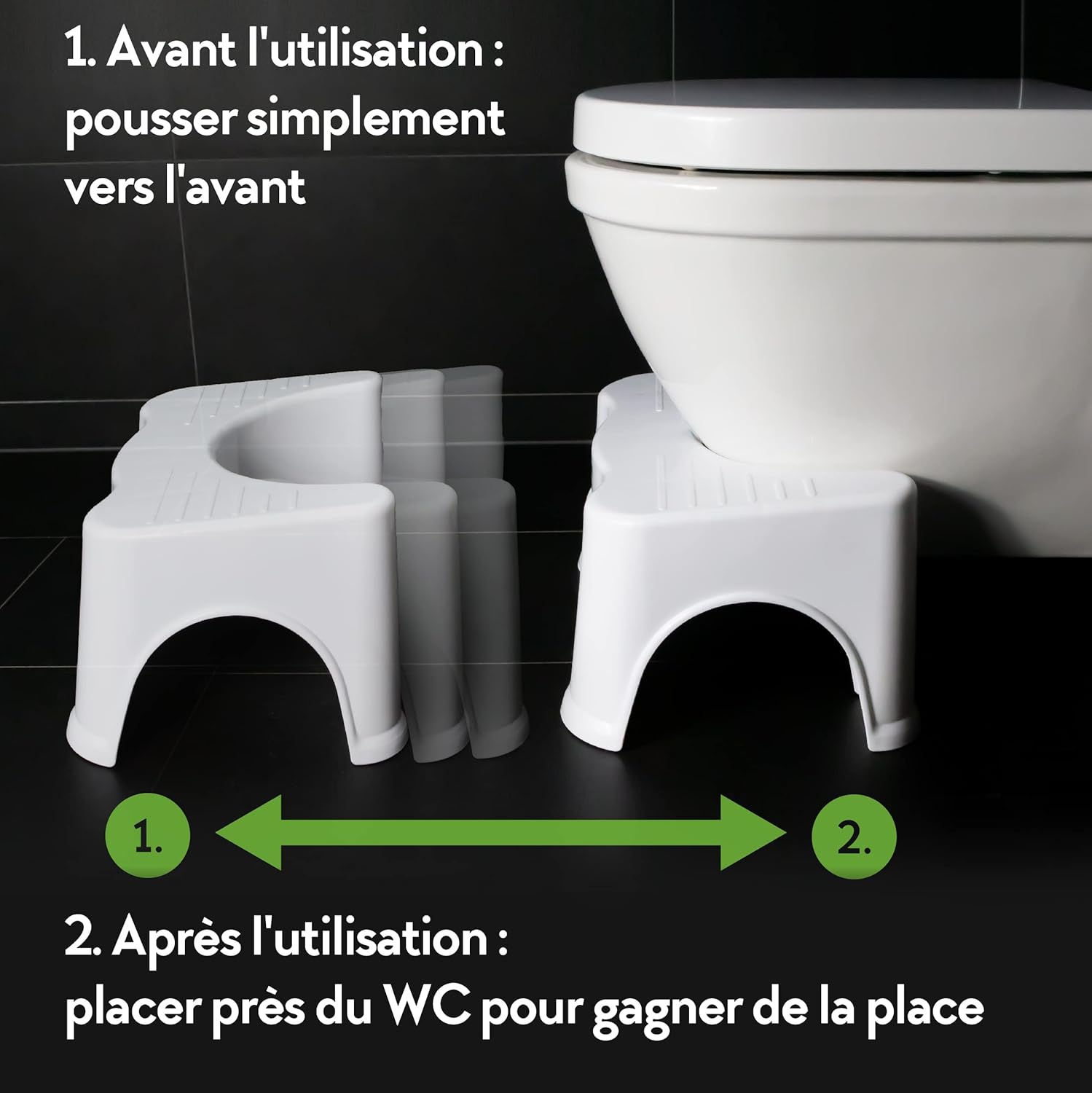 Tabouret toilette physiologique - ergonomique - compact - soulage hémorroïdes et constipation - HOCA