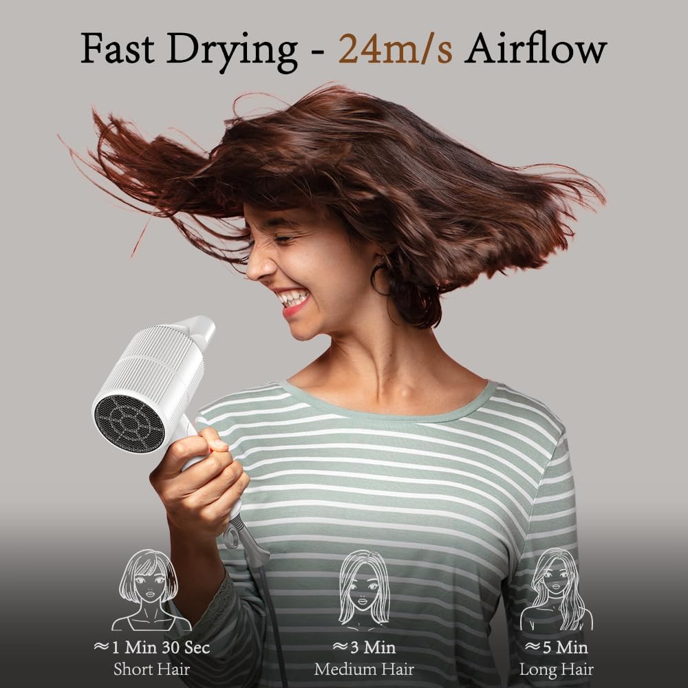 RESCIEN - Sèche-cheveux pliable série 2026 - 10x7x19cm - 2000W, ionique, 250g, concentrateur et diffuseur 2026