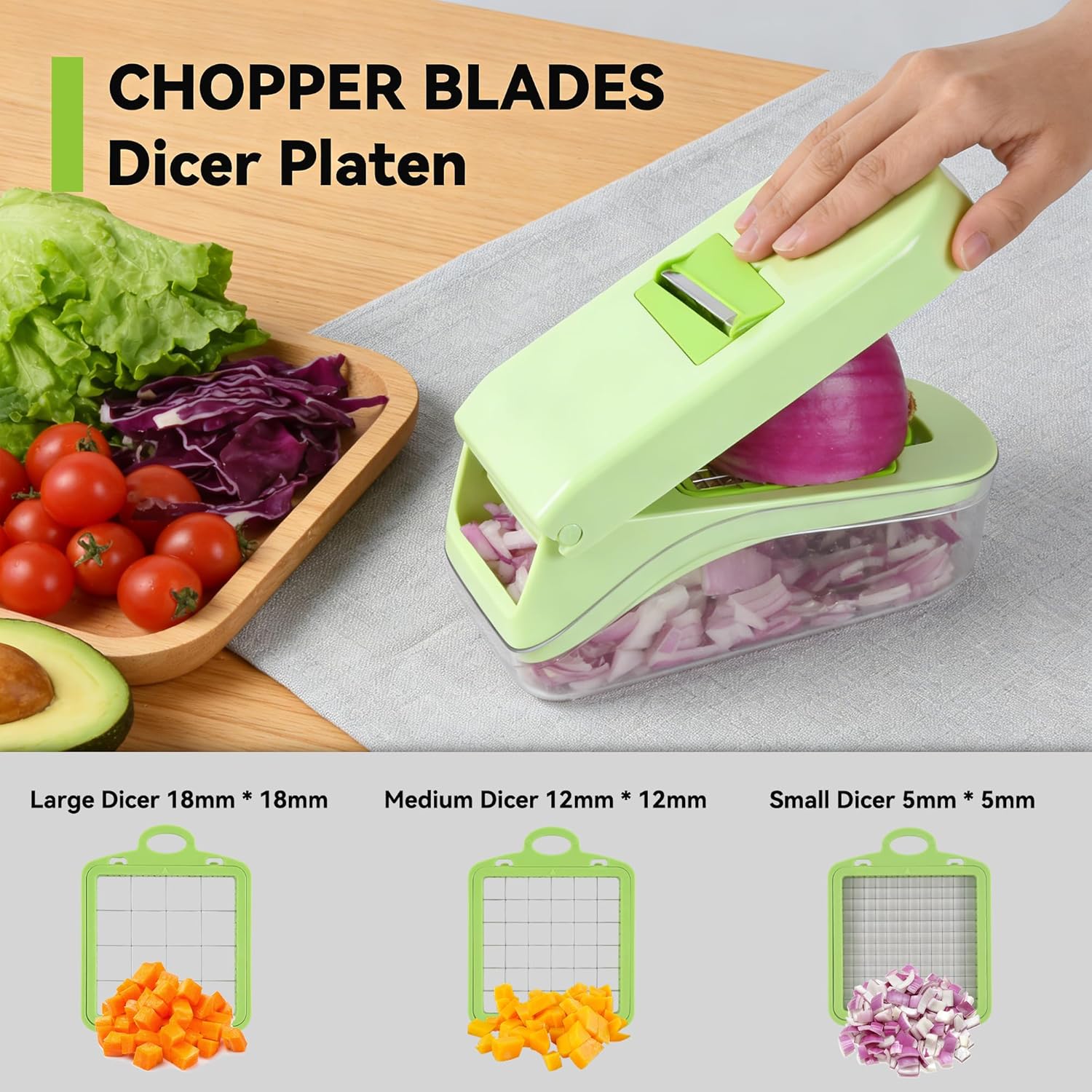 Coupe-légumes multifonction – 14 en 1 – manuel, coupe cubes, bâtonnets, tranches