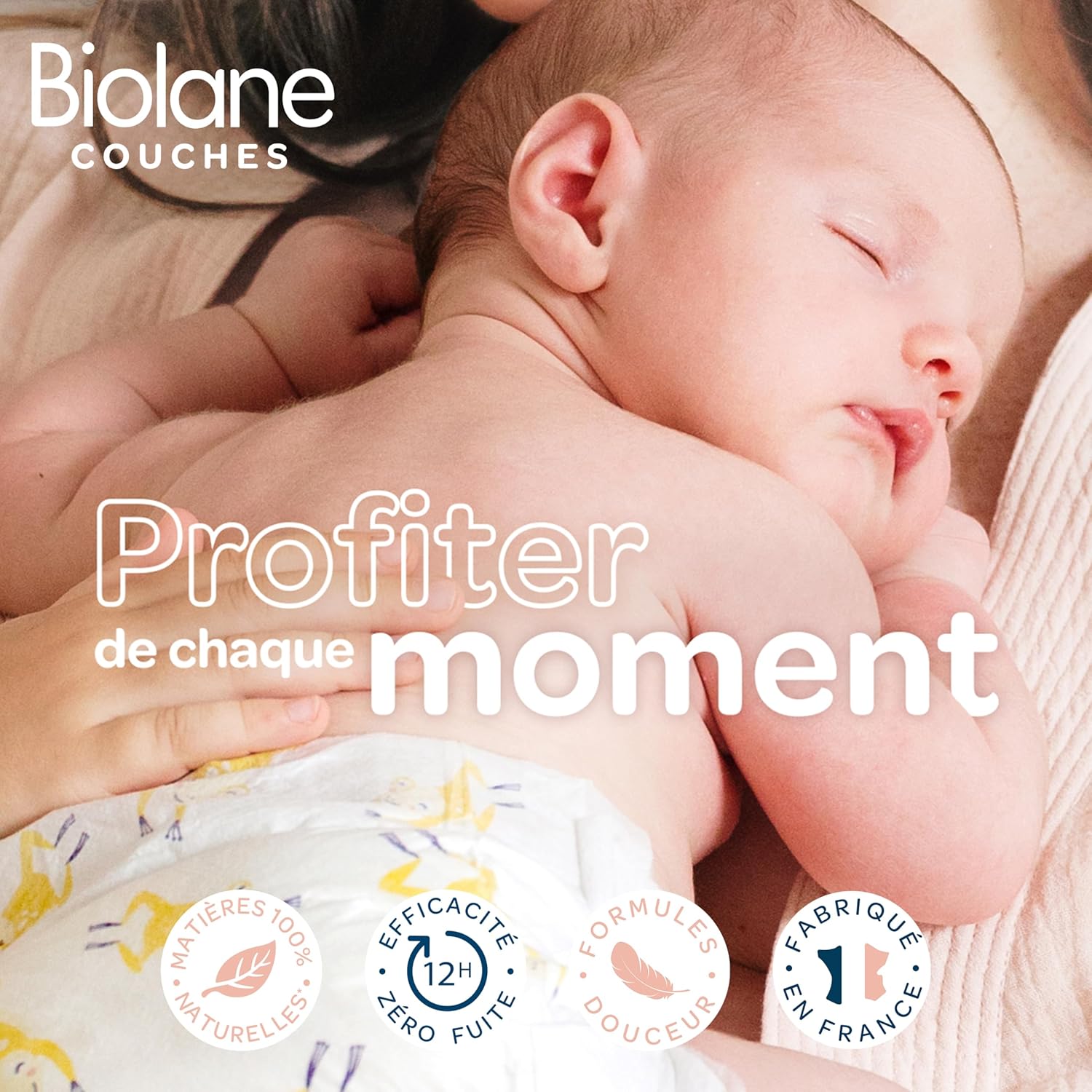 Biolane - couches bébé taille 1 (2-5 kg) - ultra-absorbantes, 12h au sec, confort, 81 couches