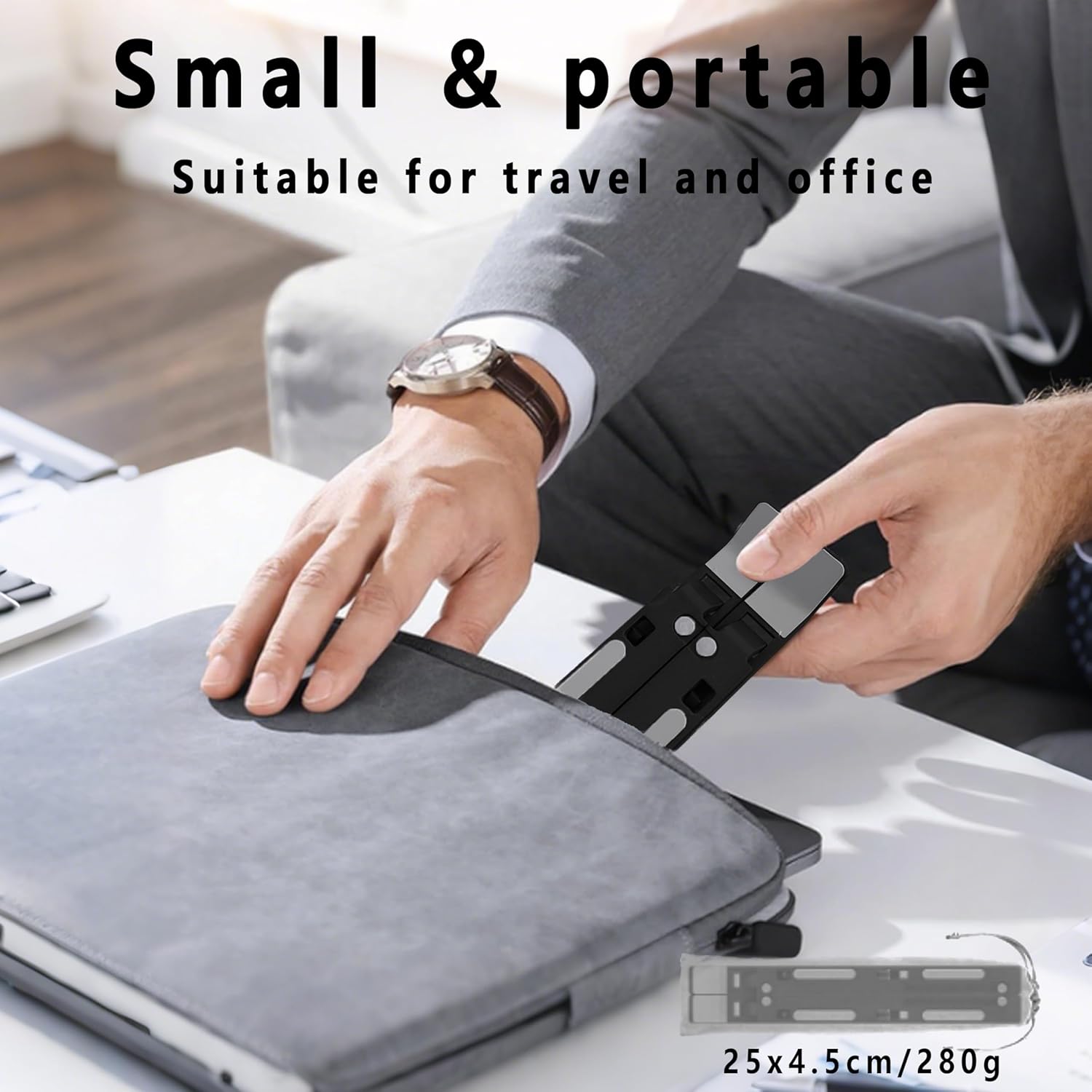 AiTodos - Support ordinateur portable aluminium - léger pliable, 6 réglages, dissipation chaleur, compact - Noir