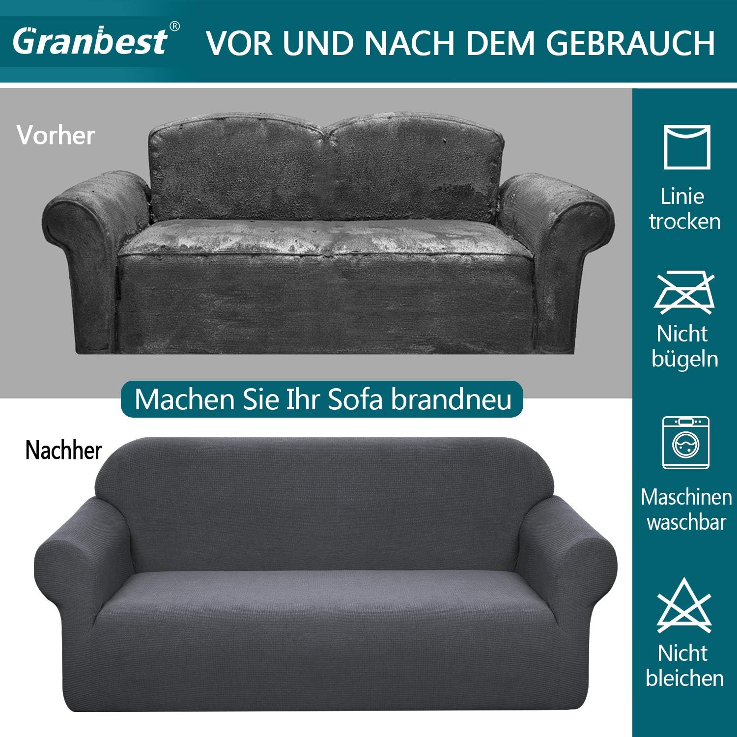 Granbest - housse canapé stretch imperméable 3 places - spandex gris