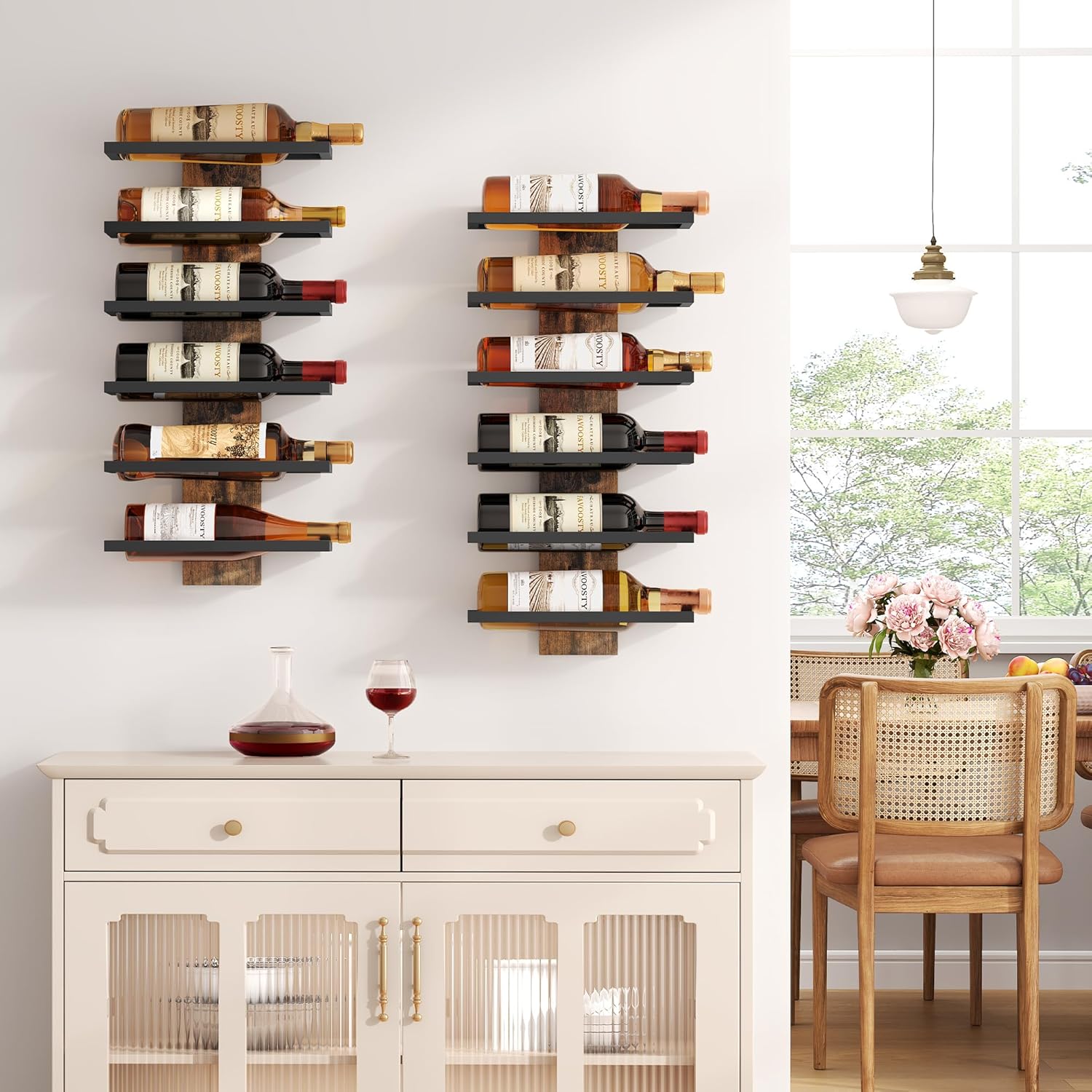 FAVOOSTY - étagère à vin murale - 6 niveaux métal - rangement bouteilles compact élégant