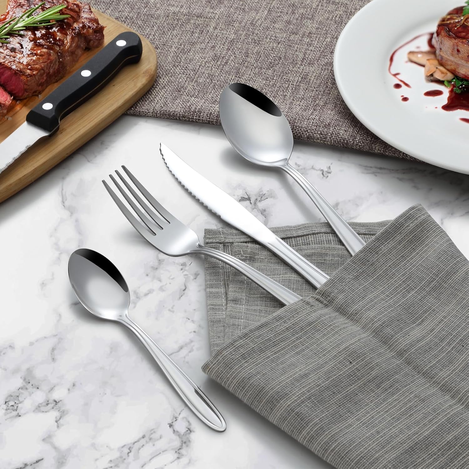 Hunnycook - set de couverts 30 pièces - acier inox, lave-vaisselle