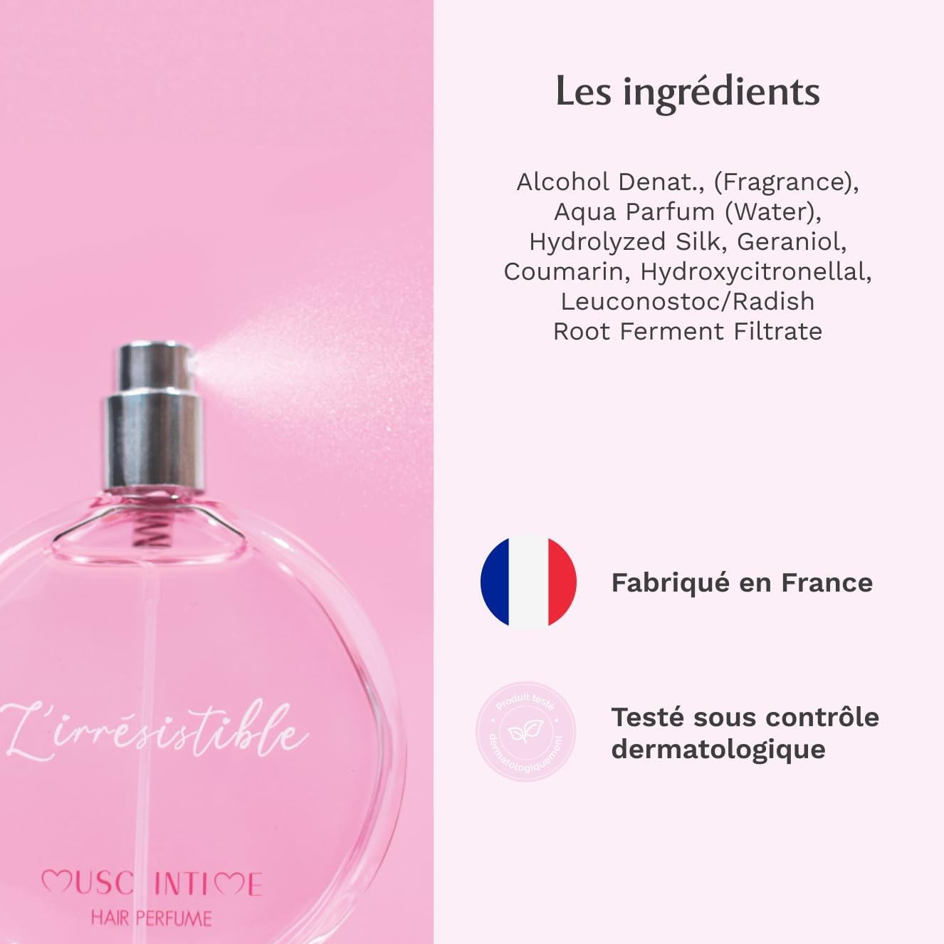 MUSC INTIME - Parfum Cheveux L'Irrésistible - 50ml - Hydrate et parfume toute la journée
