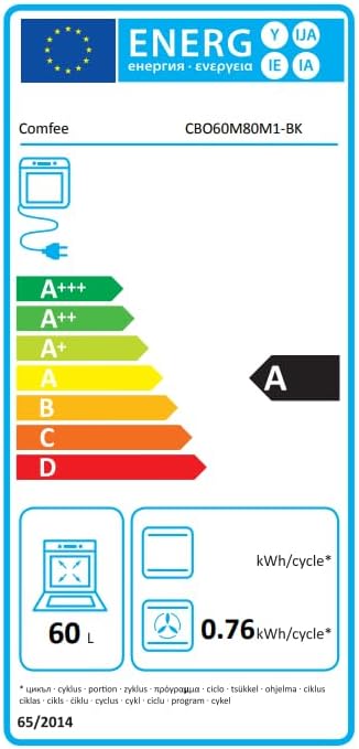 Comfee' - four encastrable série 60 cm, 60L, 8 fonctions, vapeur, CBO60M80M1-BK