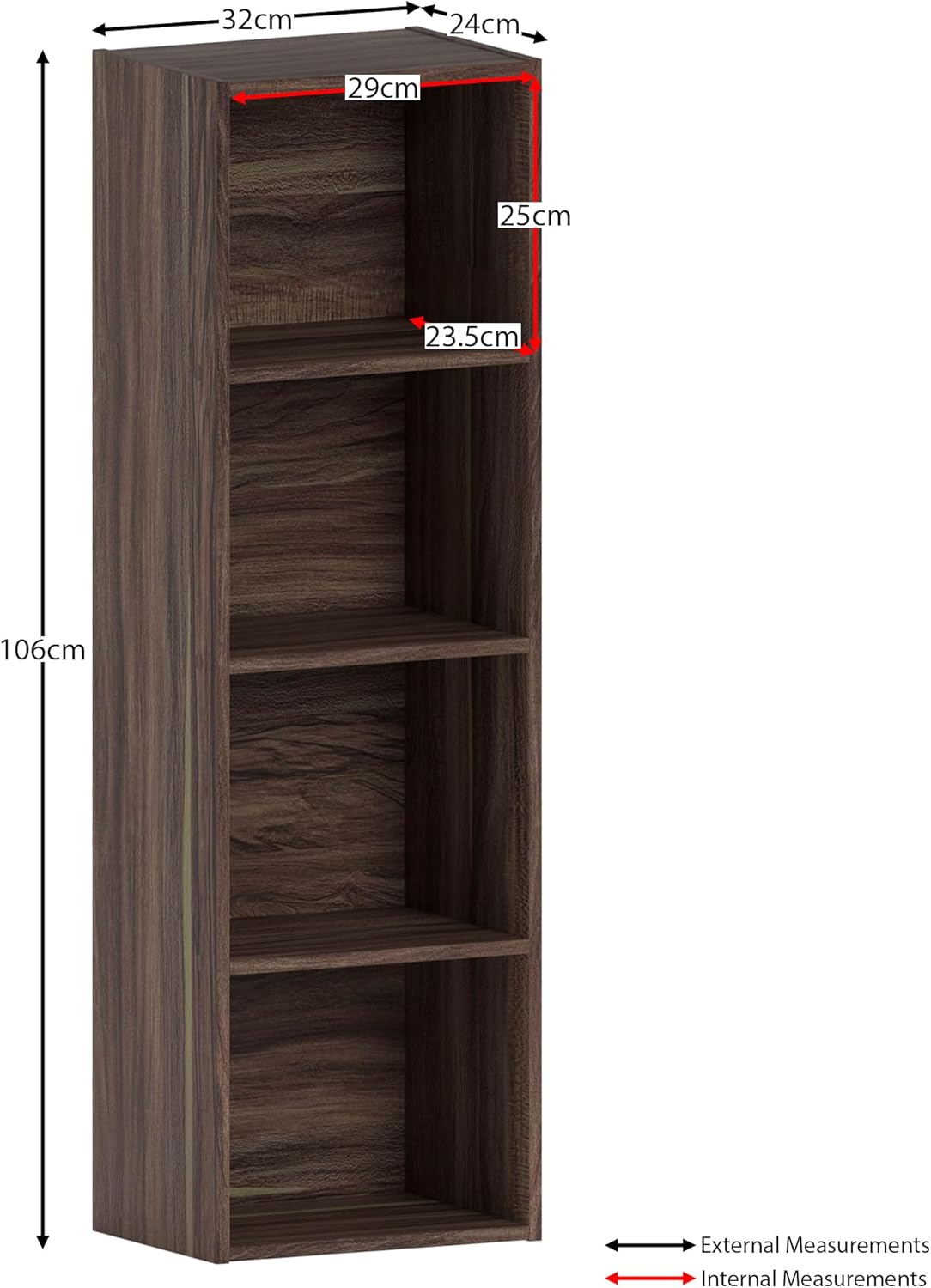 Vida Designs - Oxford 4 niveau - 106x32x24cm - bibliothèque moderne compacte