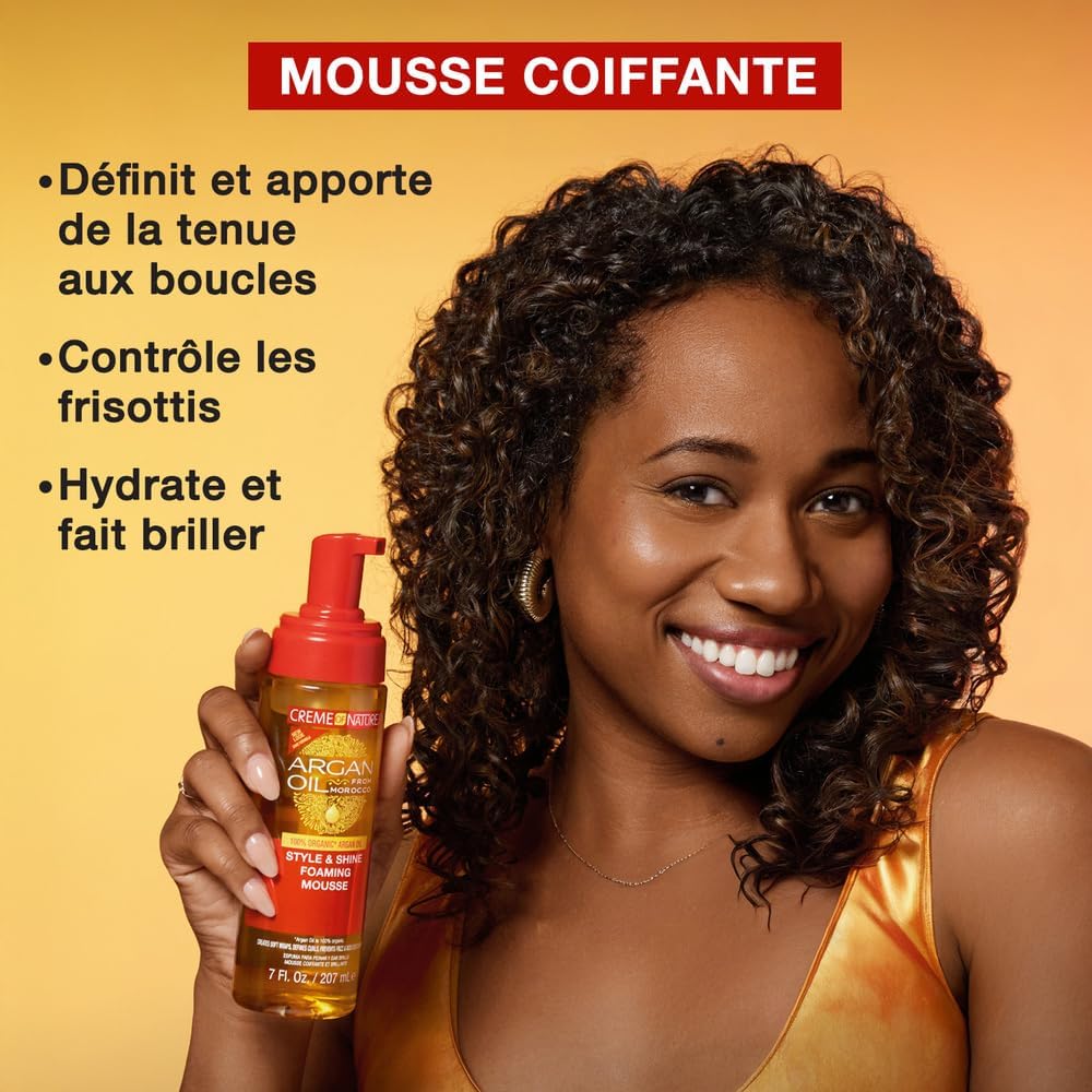 Creme of Nature - Argan Oil Mousse - 207ml - Brillance, hydratation, cheveux bouclés