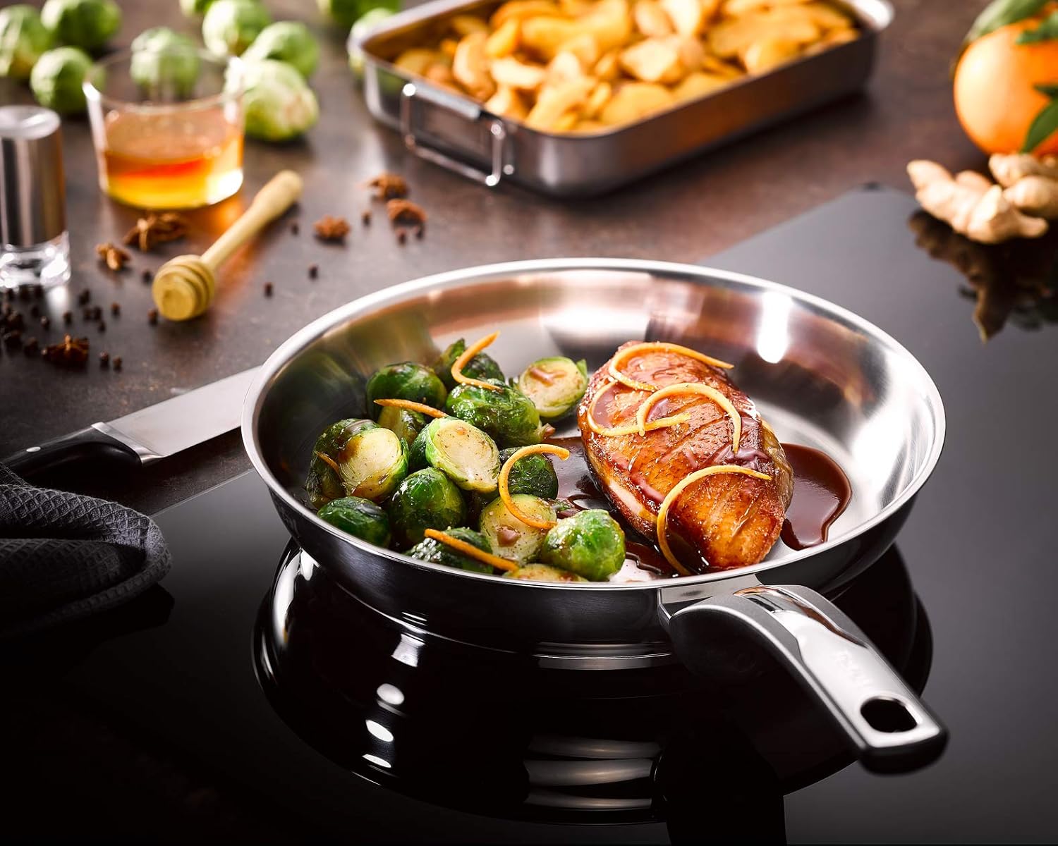 Tefal - Emotion - poêle 24 cm - inox, base épaisse, induction, E3010404