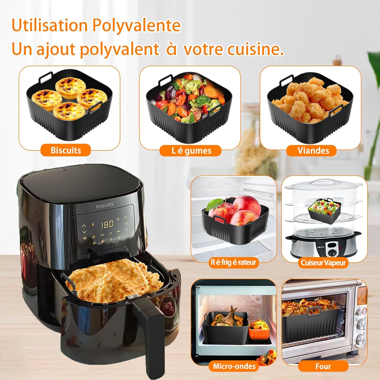 Moule Air Fryer silicone - 17cm, compatible Philips 4.1L, HD9252/90
