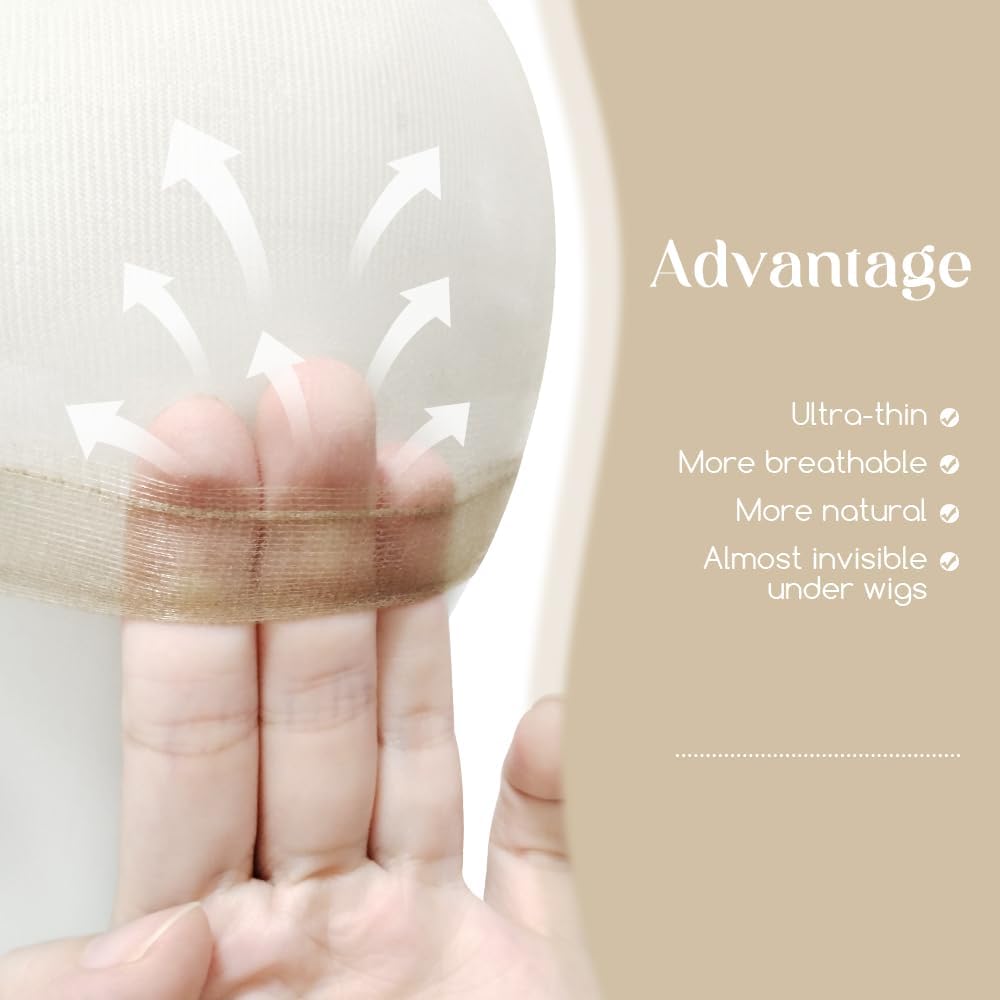 Dreamlover - bonnet de perruque HD ultra-fin, 12 pcs, marron clair, transparent et respirant
