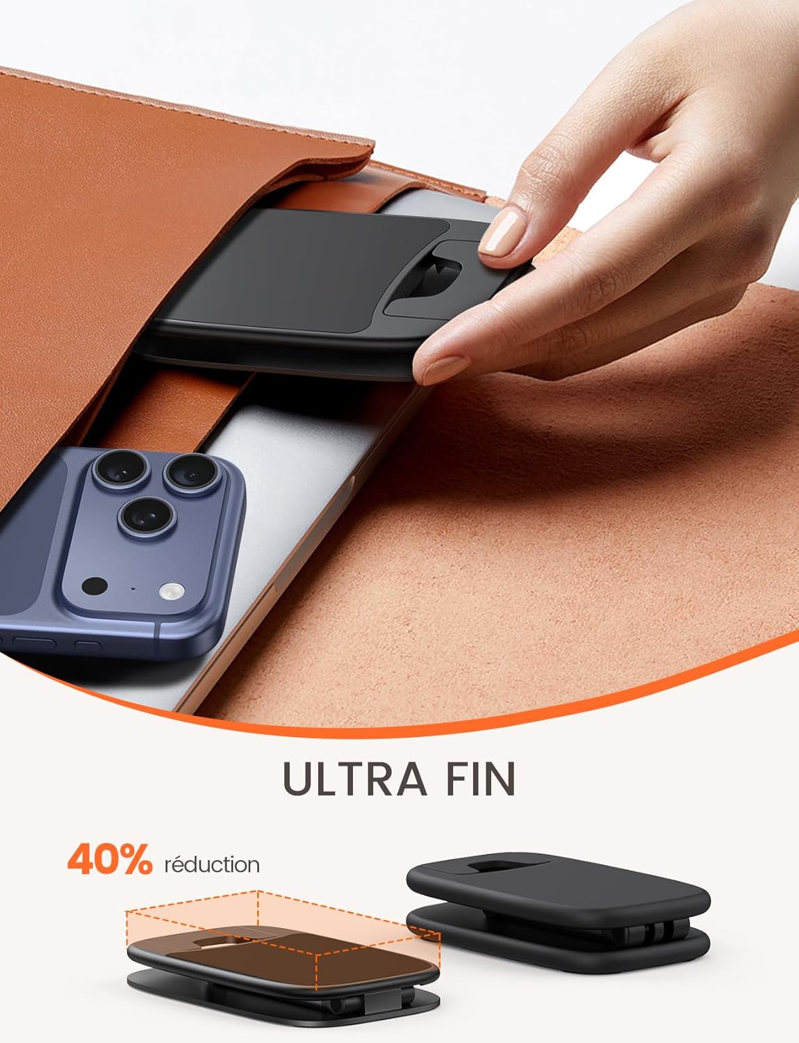 Lamicall - support téléphone pliable - 15mm ultra-fin, hauteur réglable, base métal