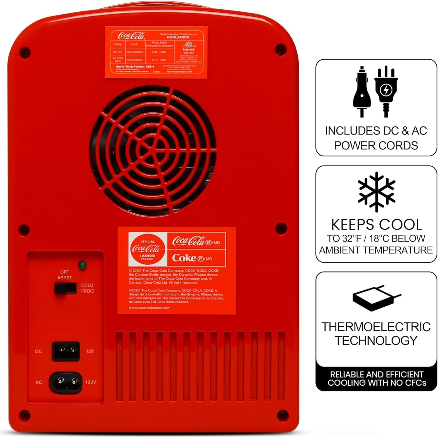 Koolatron - Mini frigo 4L - 6 canettes, silencieux, portable