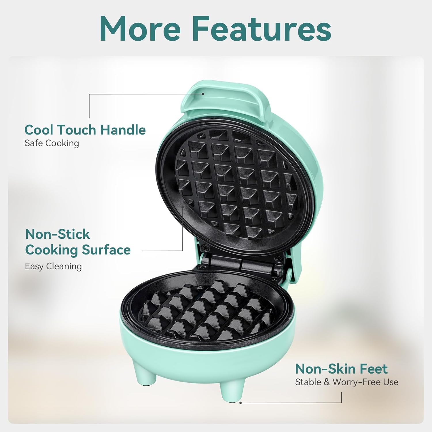 SNAILAR - Mini gaufrier compact, 550W, design vert, idéal famille