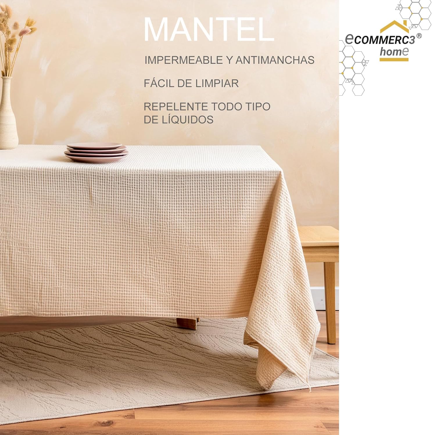 Nappe en toile cirée rectangulaire - 180x140 cm - imperméable, anti-taches, facile d'entretien, Circle Gris