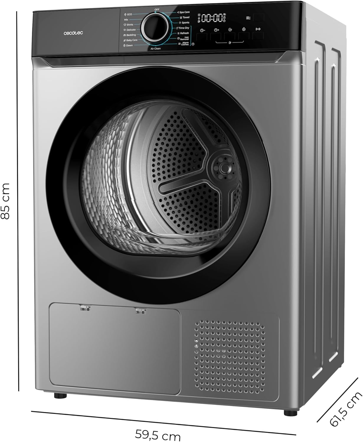 Cecotec - Bolero Dresscode série - 9kg, pompe à chaleur, 15 programmes, faible conso, 9180 Steel