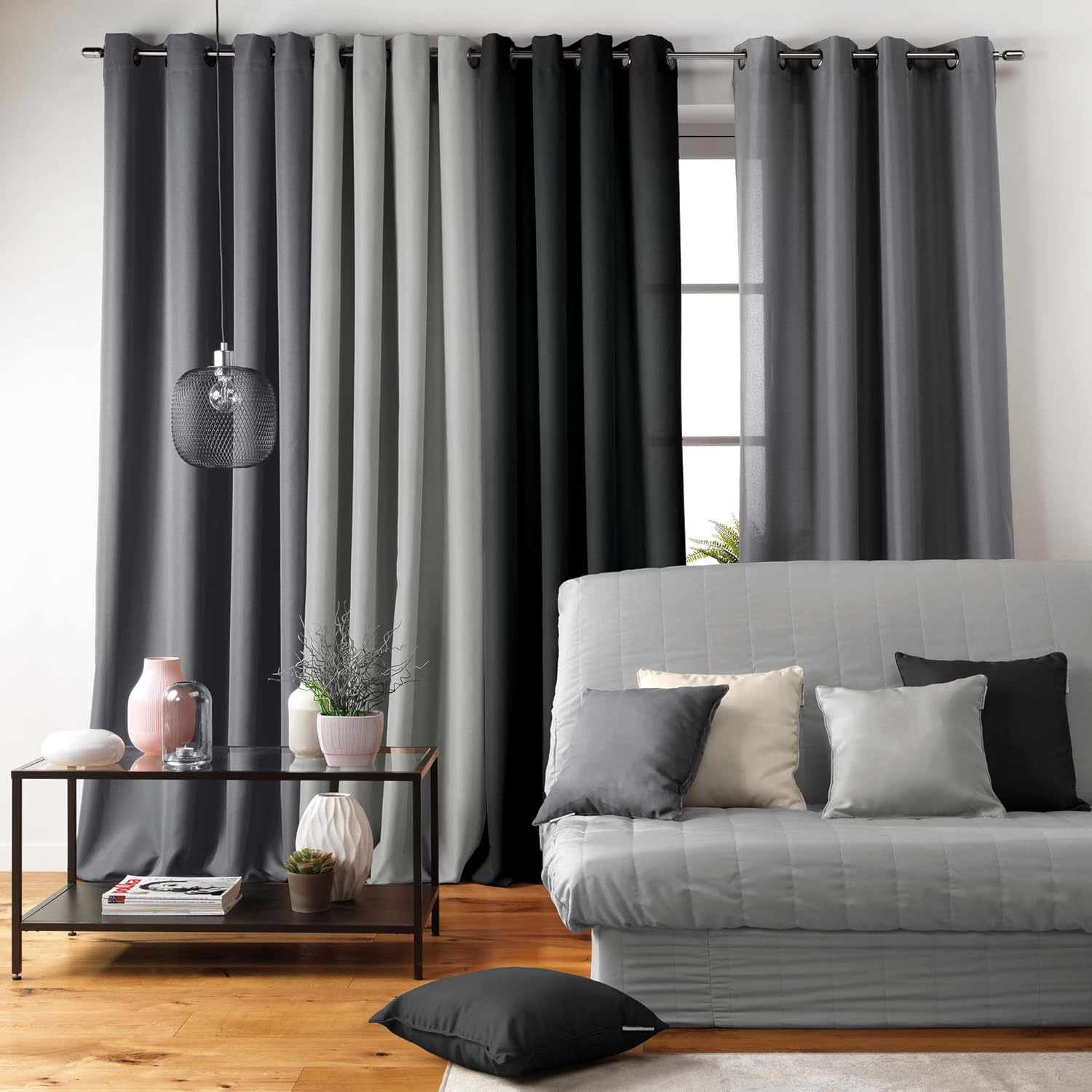 Douceur d’Intérieur - Essentiel housse clic-clac 120x185 cm - polyester uni béton