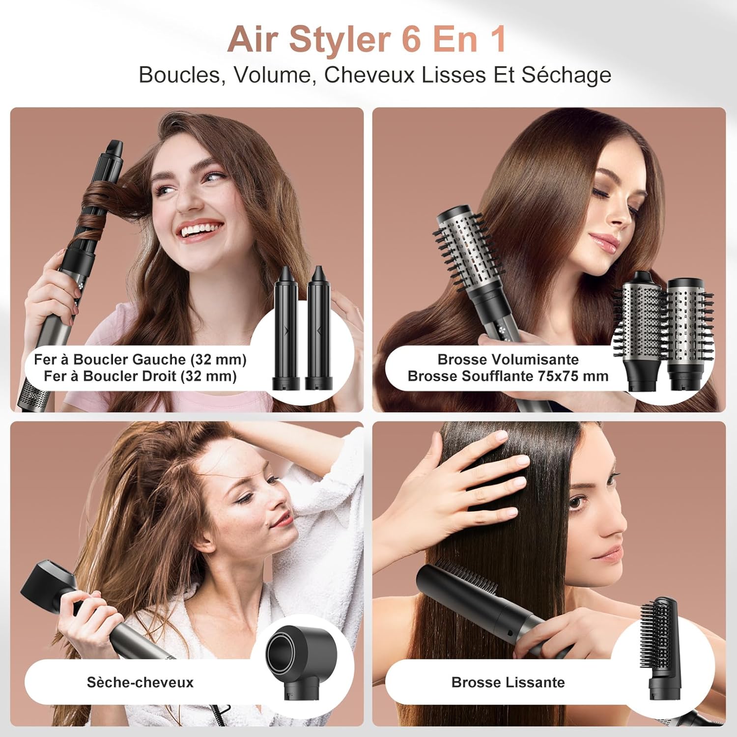 Air styler 6 en 1 - 110000 tr/min - séchage rapide, ionique, sans dommage