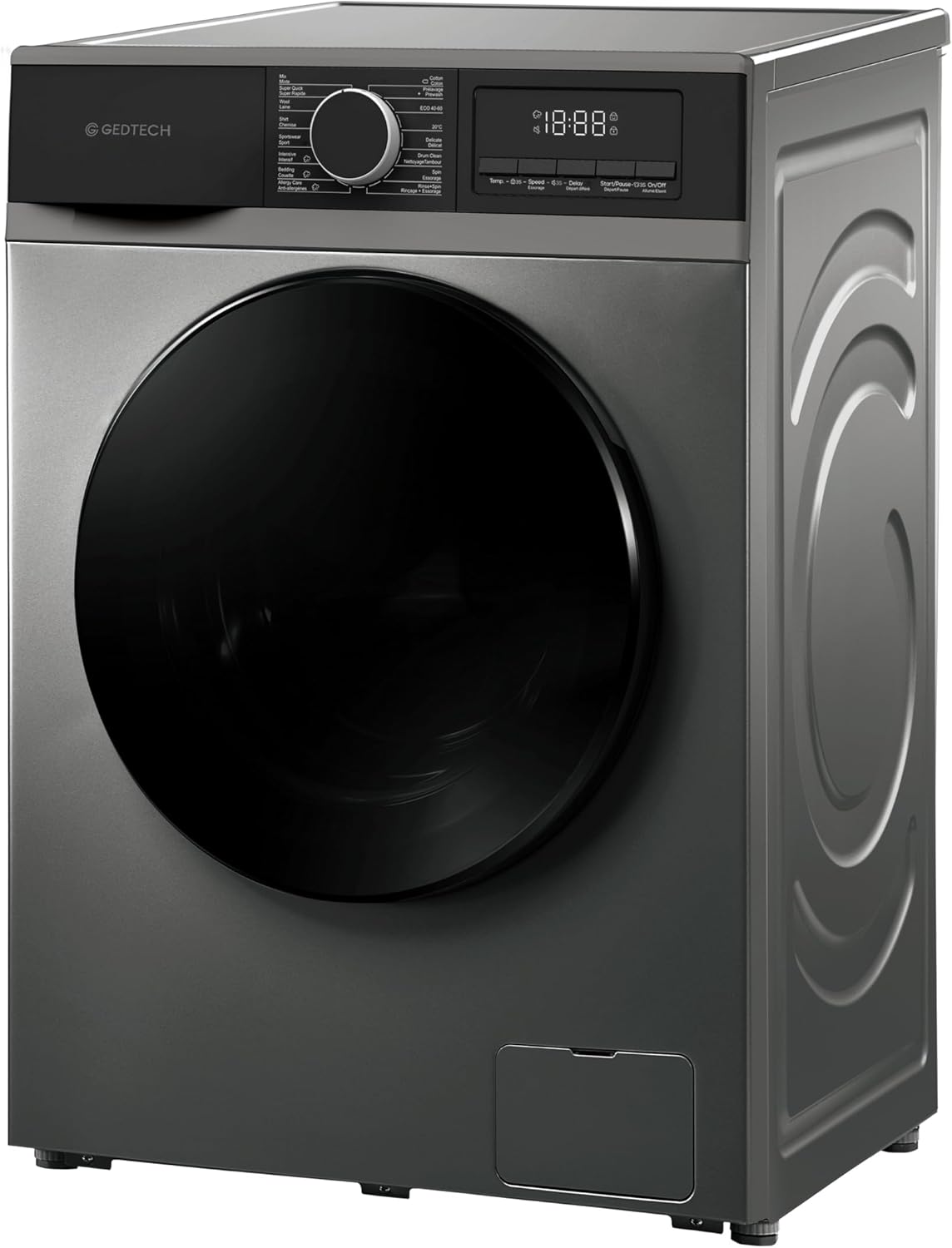 GEDTECH - Lave-linge frontal classe A, 12kg, 1400tr/min, 16 programmes, GLL121400DG