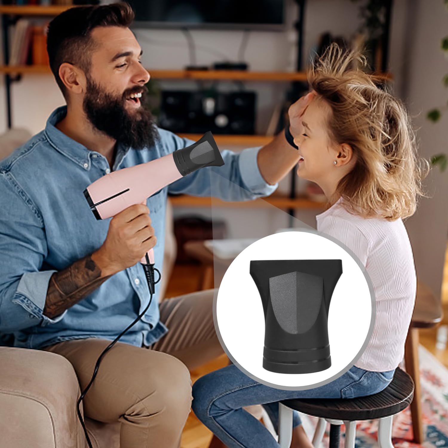 Embout sèche-cheveux universel - 2 pièces, diffuseur & peigne, adaptabilité large